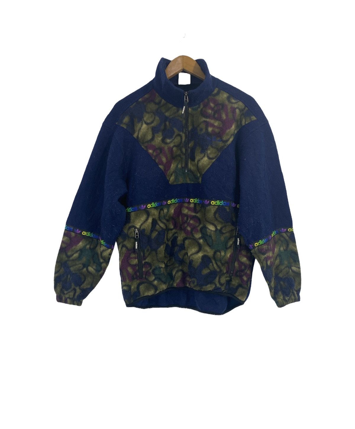 Adidas × Vintage Vintage 90’s Adidas Fleece Jacket Half zipper Multicoloured Size US M / EU 48-50 / 2 - 1 Thumbnail