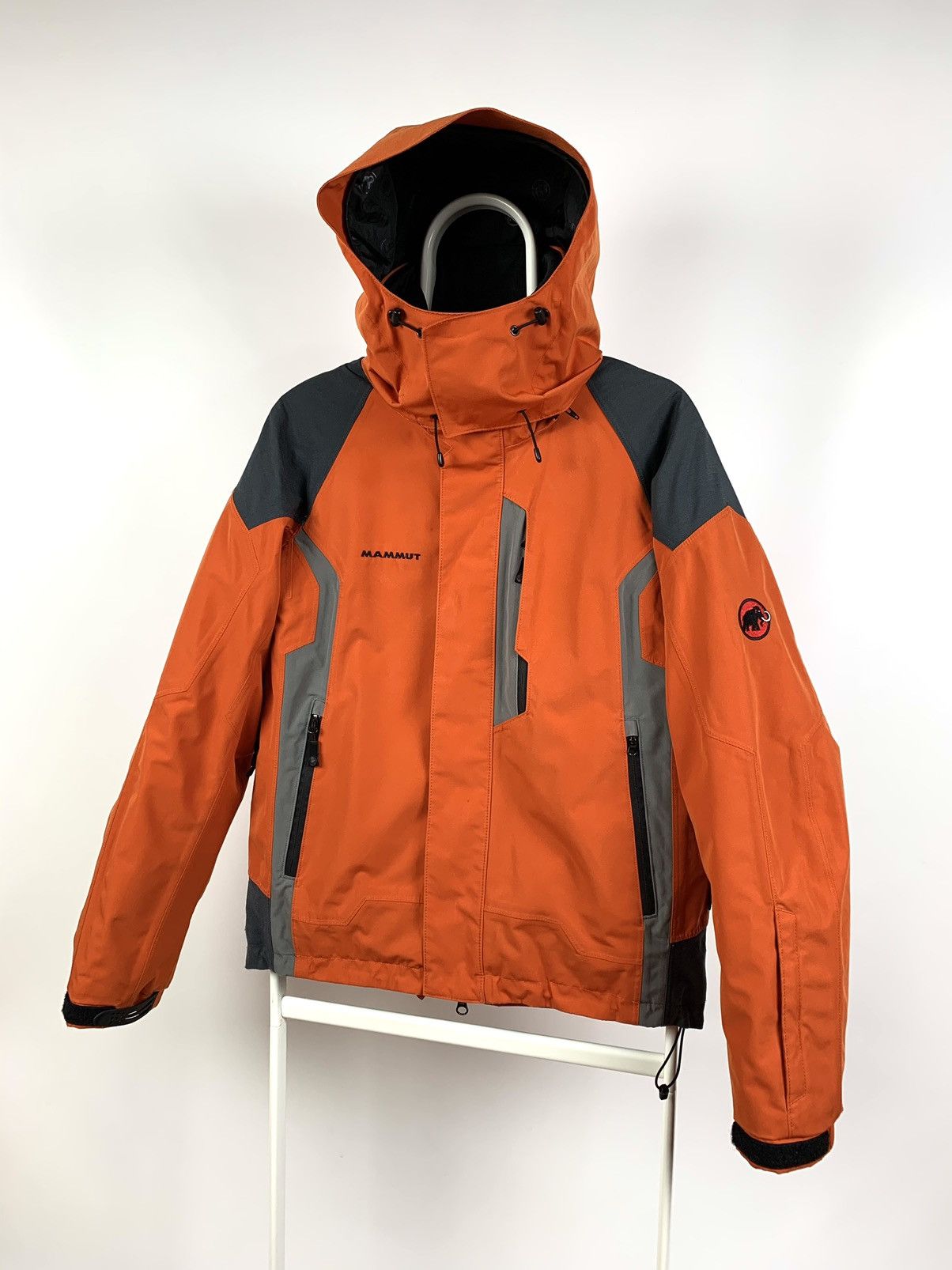 Pre-owned Mammut X Outdoor Life Vintage Mammut Dry Tech Waterproof Ski Hooded Heavy Jacket In Gray/orange