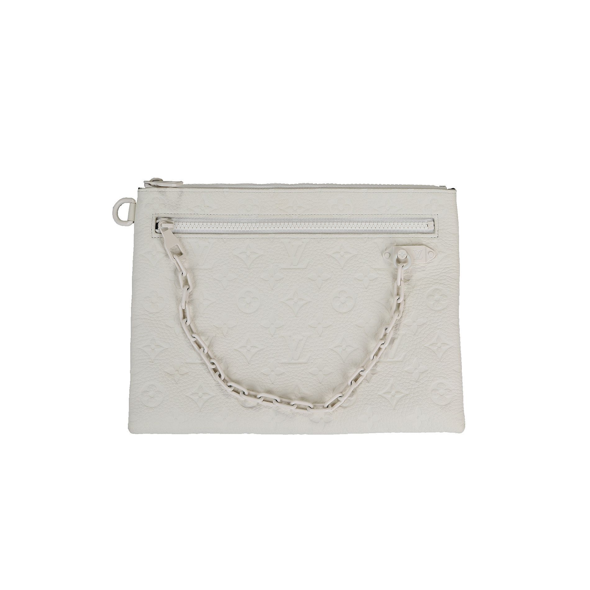 image of Louis Vuitton Fw19 Sample White Leather Monogram Pochette, Men's