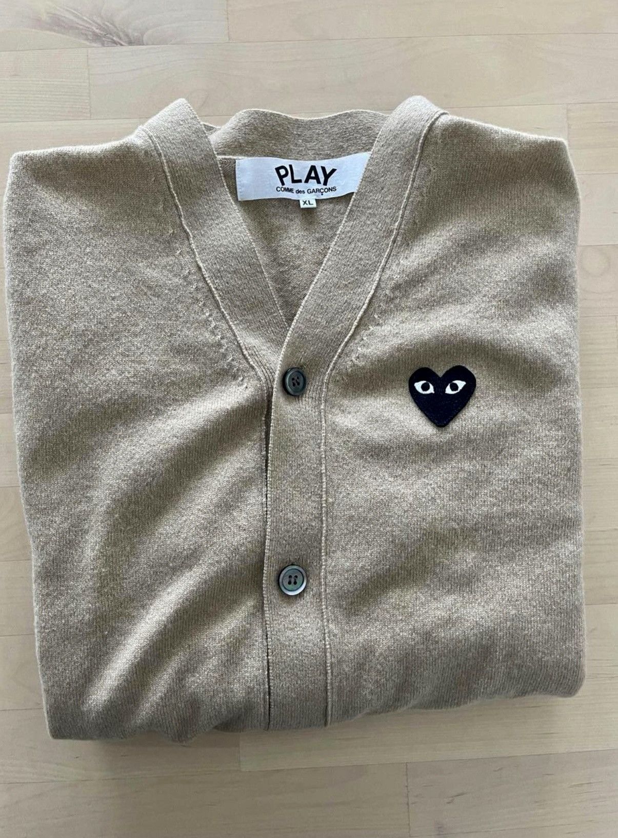 Comme Des Garcons Play Cardigan Beige Grailed