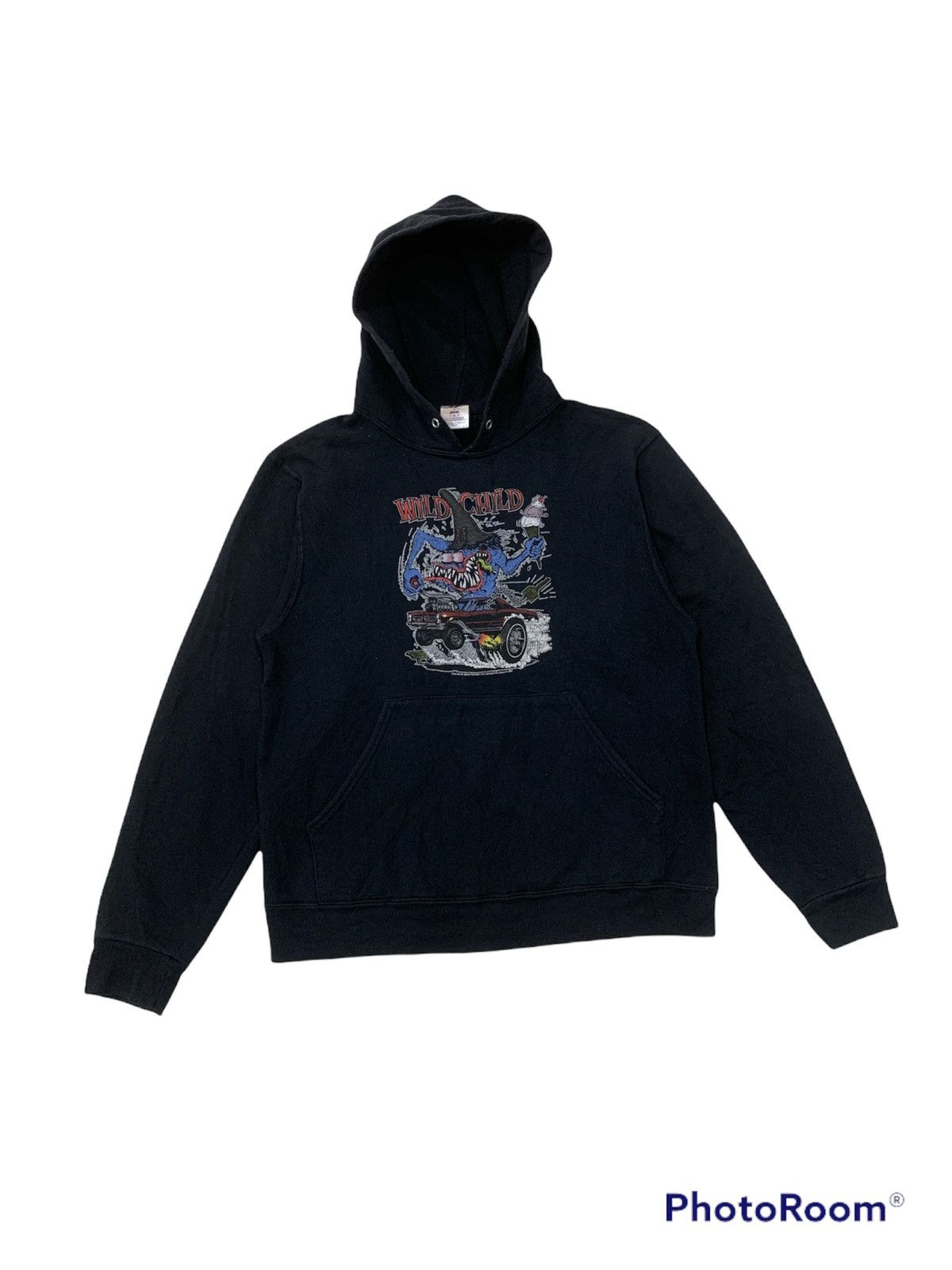 image of Cartoon Network x Jerzees Vintage 2004 Rat Fink Wild Child Ed 'big Daddy' Roth Hoodie in Black (Siz