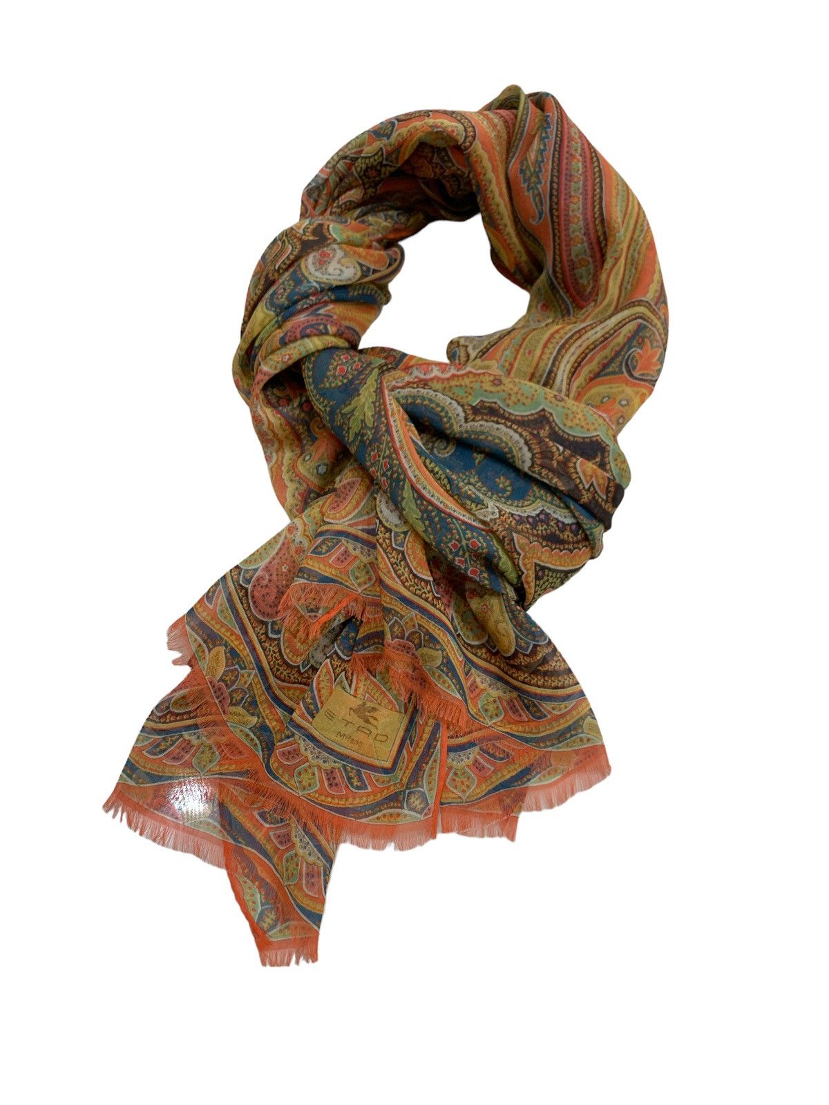 PAISLEY ETRO COLORBLOCK SILK SCARF