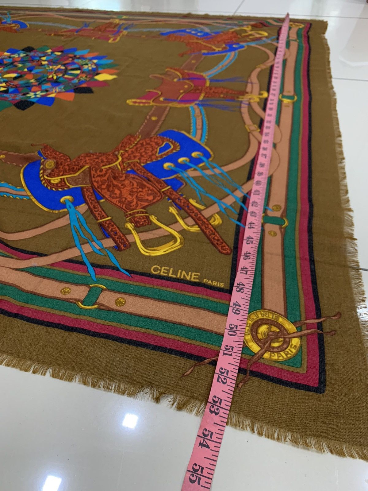 Celine CELINE PARIS BIG PRINT WOOL SILK SCARF Size ONE SIZE - 2 Thumbnail