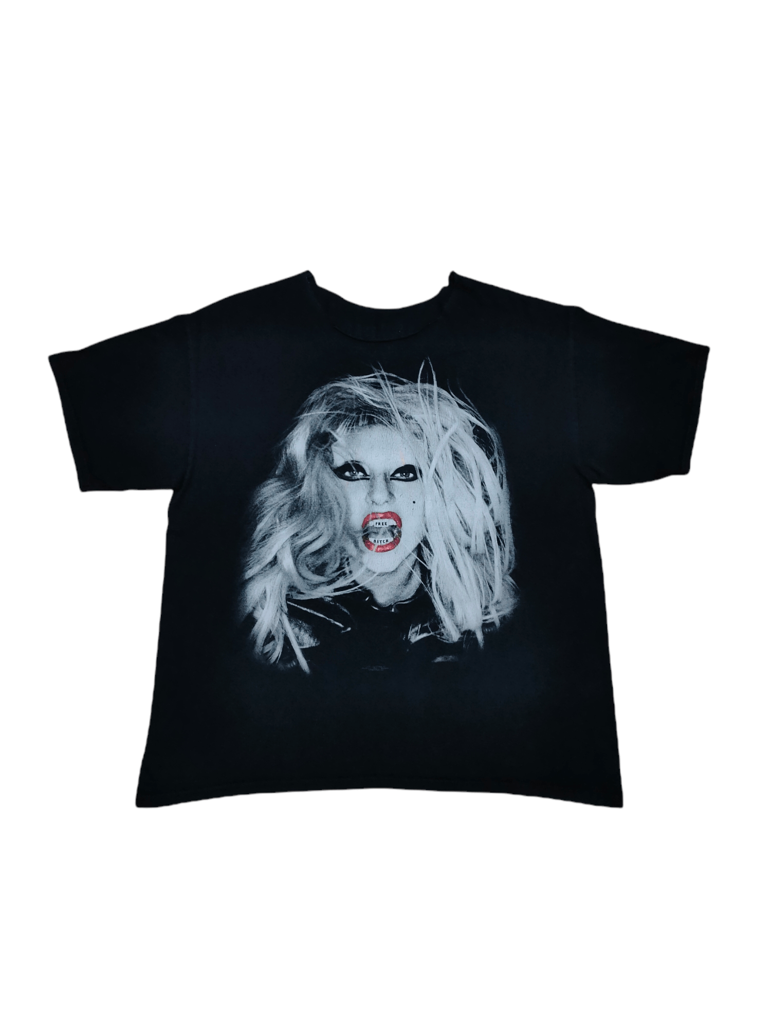Pre-owned Band Tees X Rap Tees Lady Gaga The Born This Way Tour Distressed T-shirt In Black