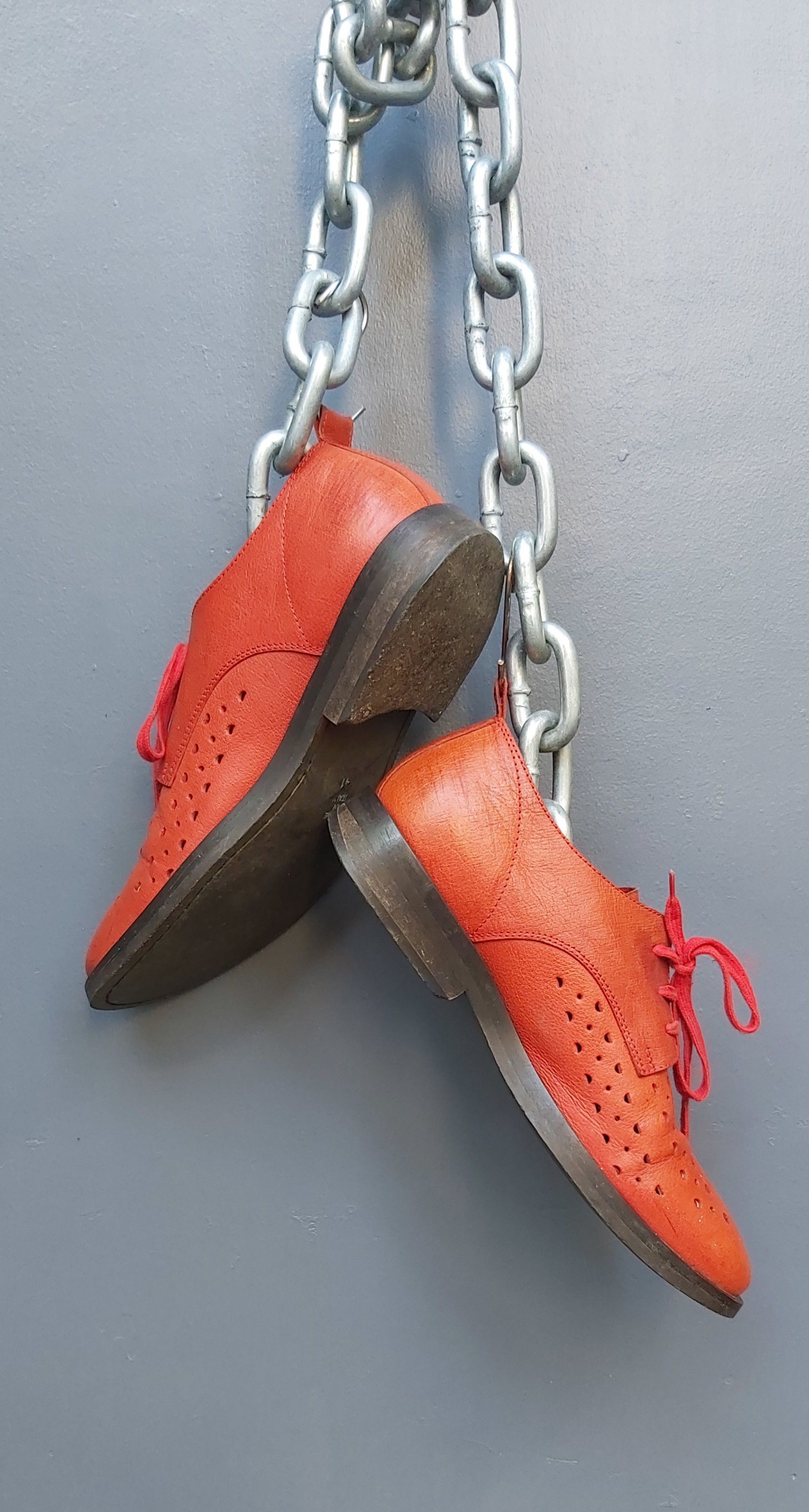 Ann Demeulemeester Ann Demeulemeester Red Leather Peek-a-boo Derby Size US 8 / EU 41 - 3 Thumbnail