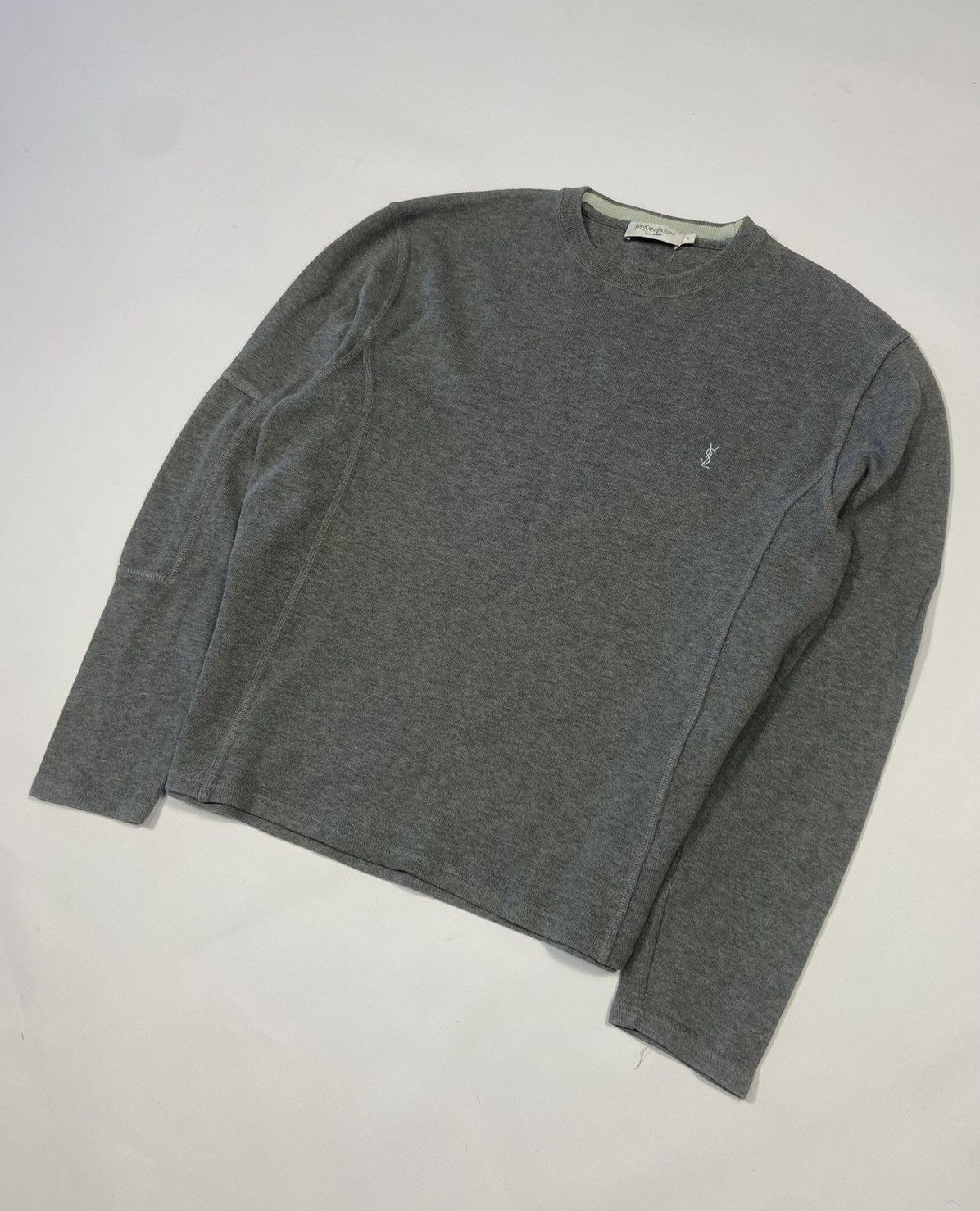 image of Vintage YVES Saint Laurent Sweatshirt YSL Luxury Casual in Grey, Men's (Size Large)