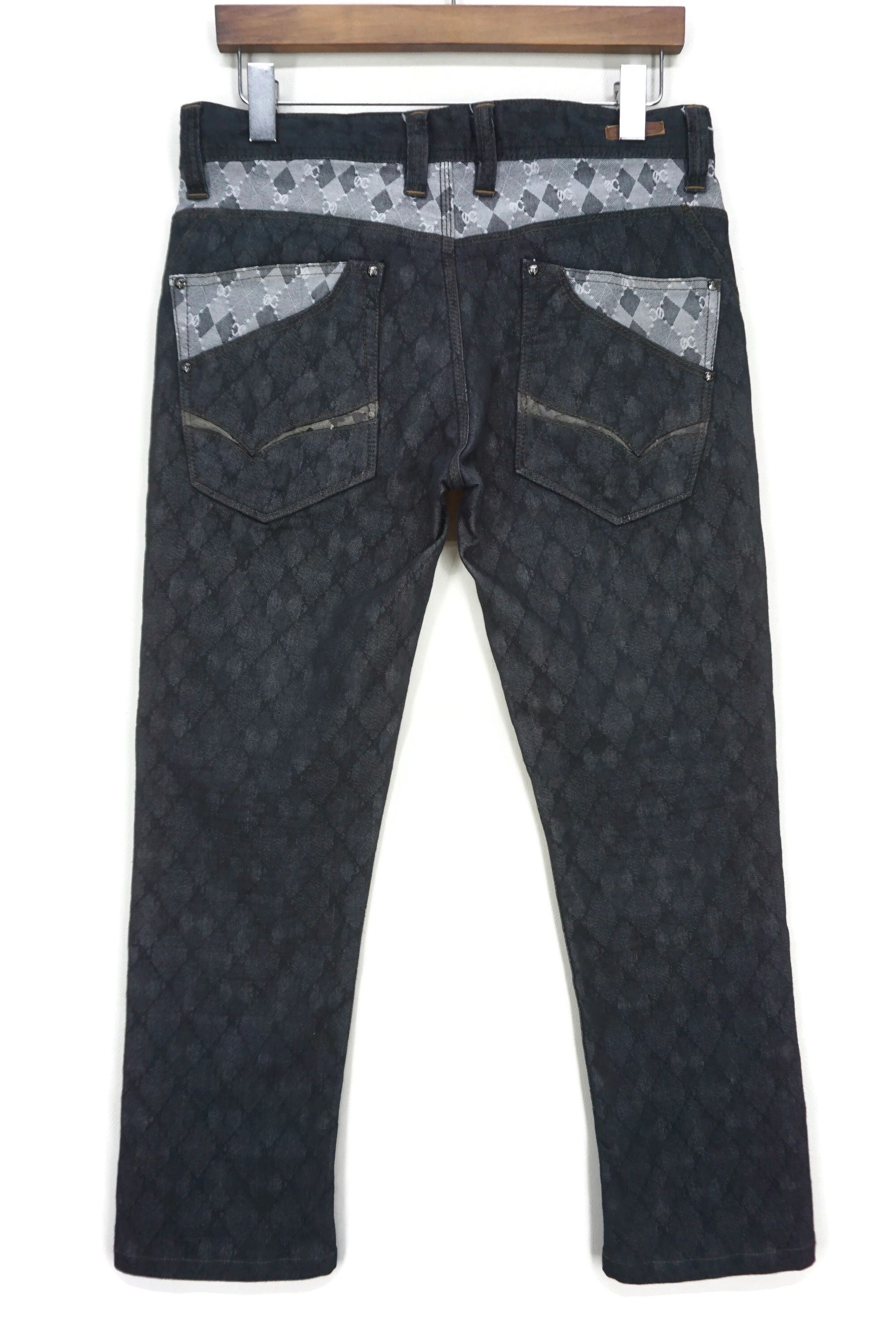 image of Matsuda x Rockers Low Rise Denim Nicole Club For Men Monogram Punk Rock Pants in Blue (Size 33)