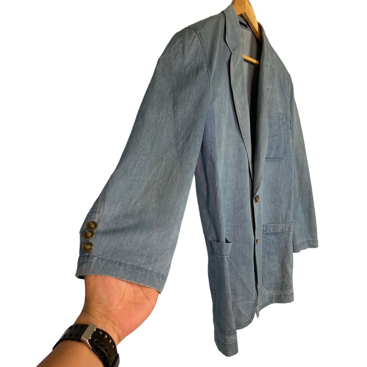 Burberry Burberrys Denim Blue Burberrys Buttons Coat Size US S / EU 44-46 / 1 - 7 Thumbnail