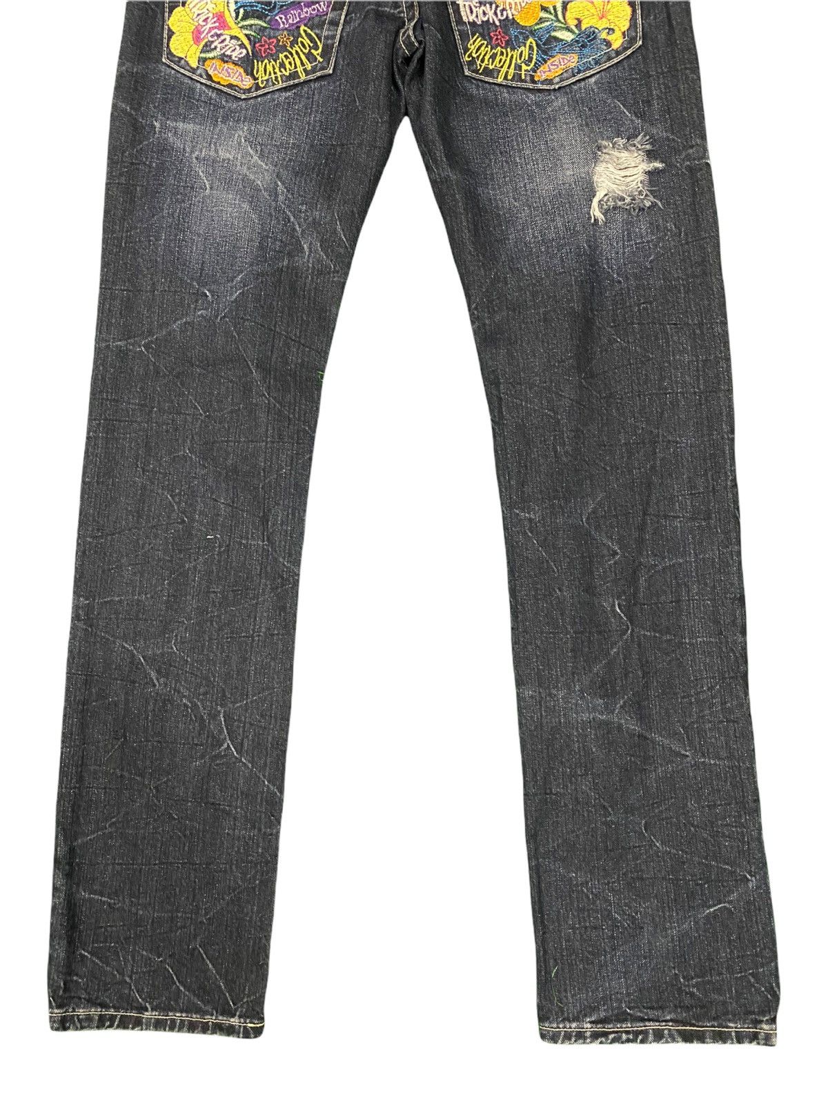 Japanese Brand Blue Distress & Embroidery jeans Size US 31 - 6 Thumbnail