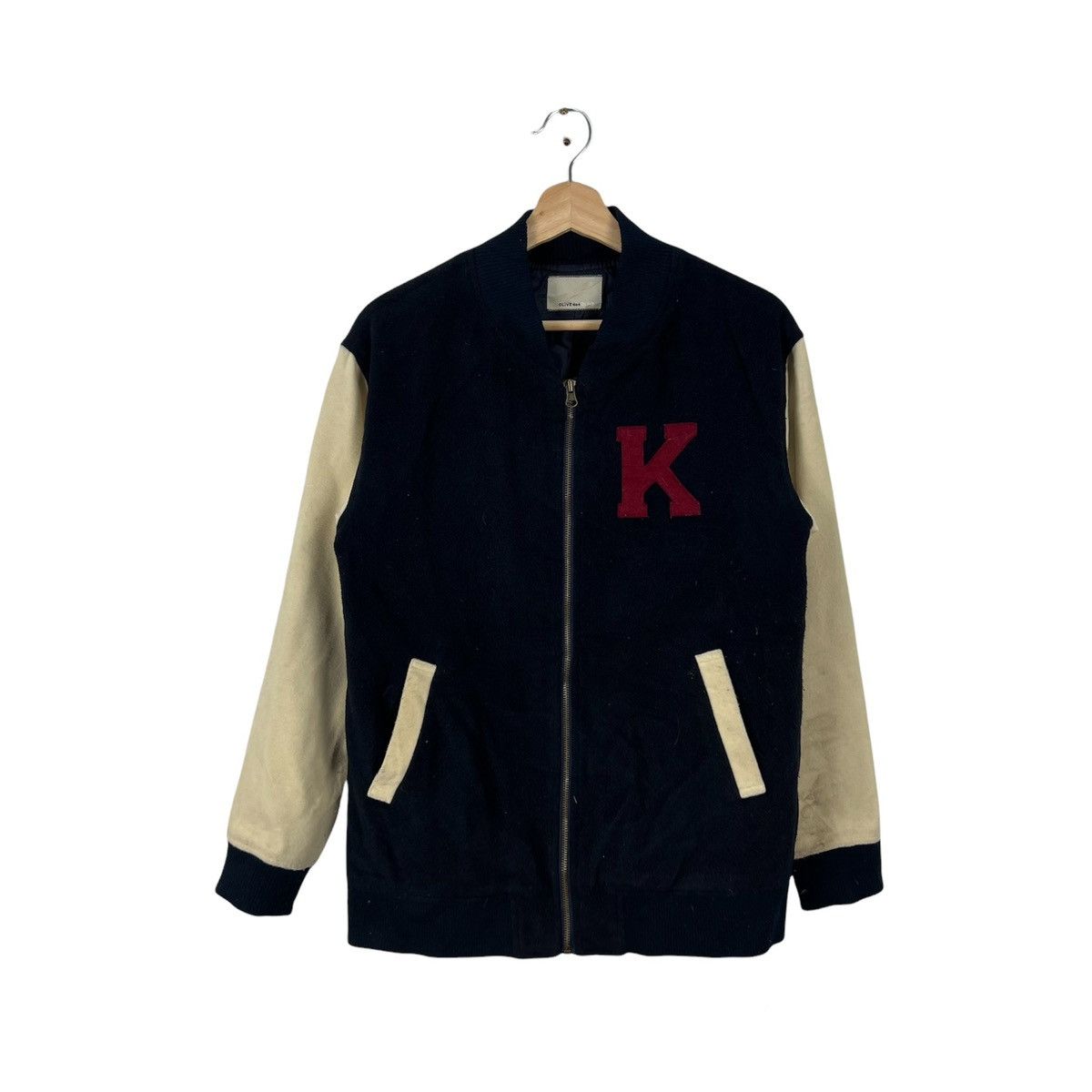 Japanese Brand VINTAGE VARSITY JACKET OLIVE DES OLIVE BIG LOGO Size US M / EU 48-50 / 2 - 1 Thumbnail