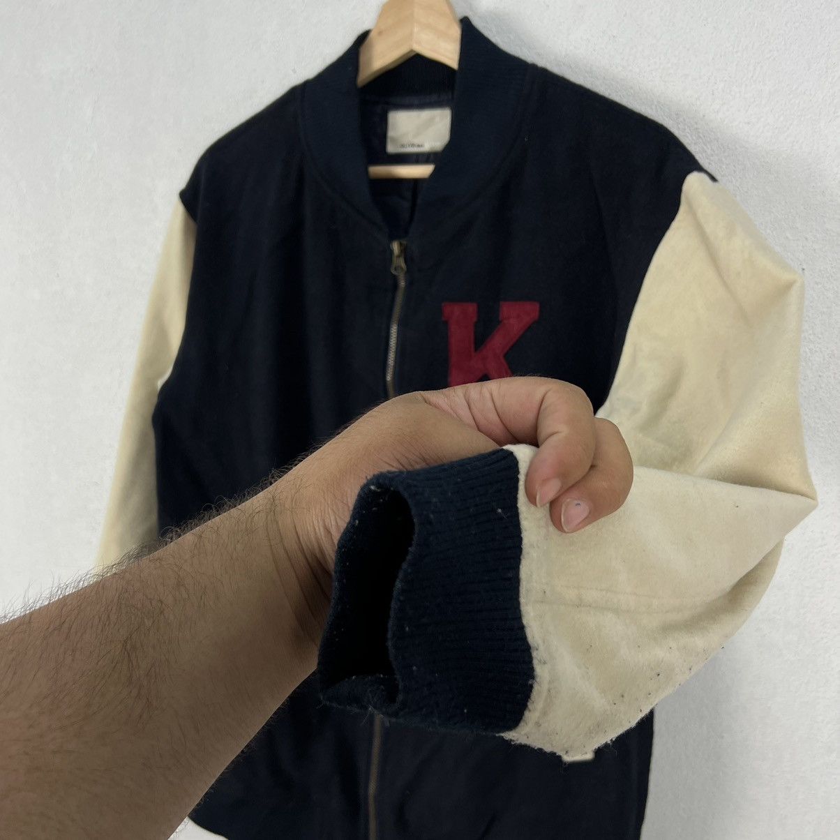 Japanese Brand VINTAGE VARSITY JACKET OLIVE DES OLIVE BIG LOGO Size US M / EU 48-50 / 2 - 6 Thumbnail