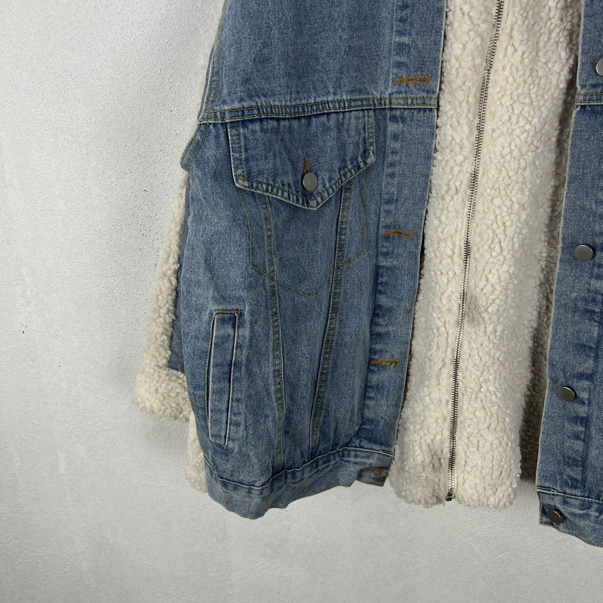 Japanese Brand RARE NANG9 DENIM PLUS FLEECE B3 STYLE JACKET Size US L / EU 52-54 / 3 - 4 Thumbnail