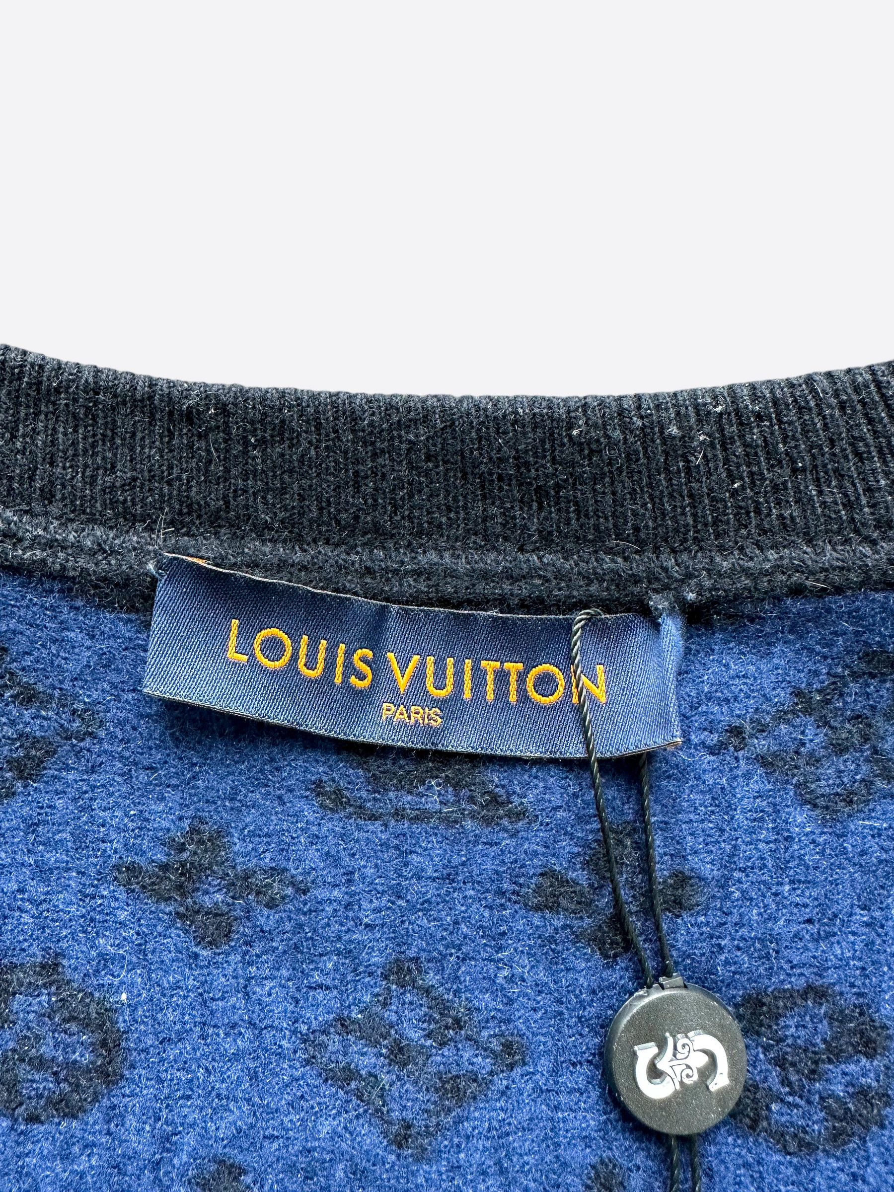 Louis Vuitton Louis Vuitton Black & Blue Half Monogram Cashmere Sweater Size US S / EU 44-46 / 1 - 3 Thumbnail