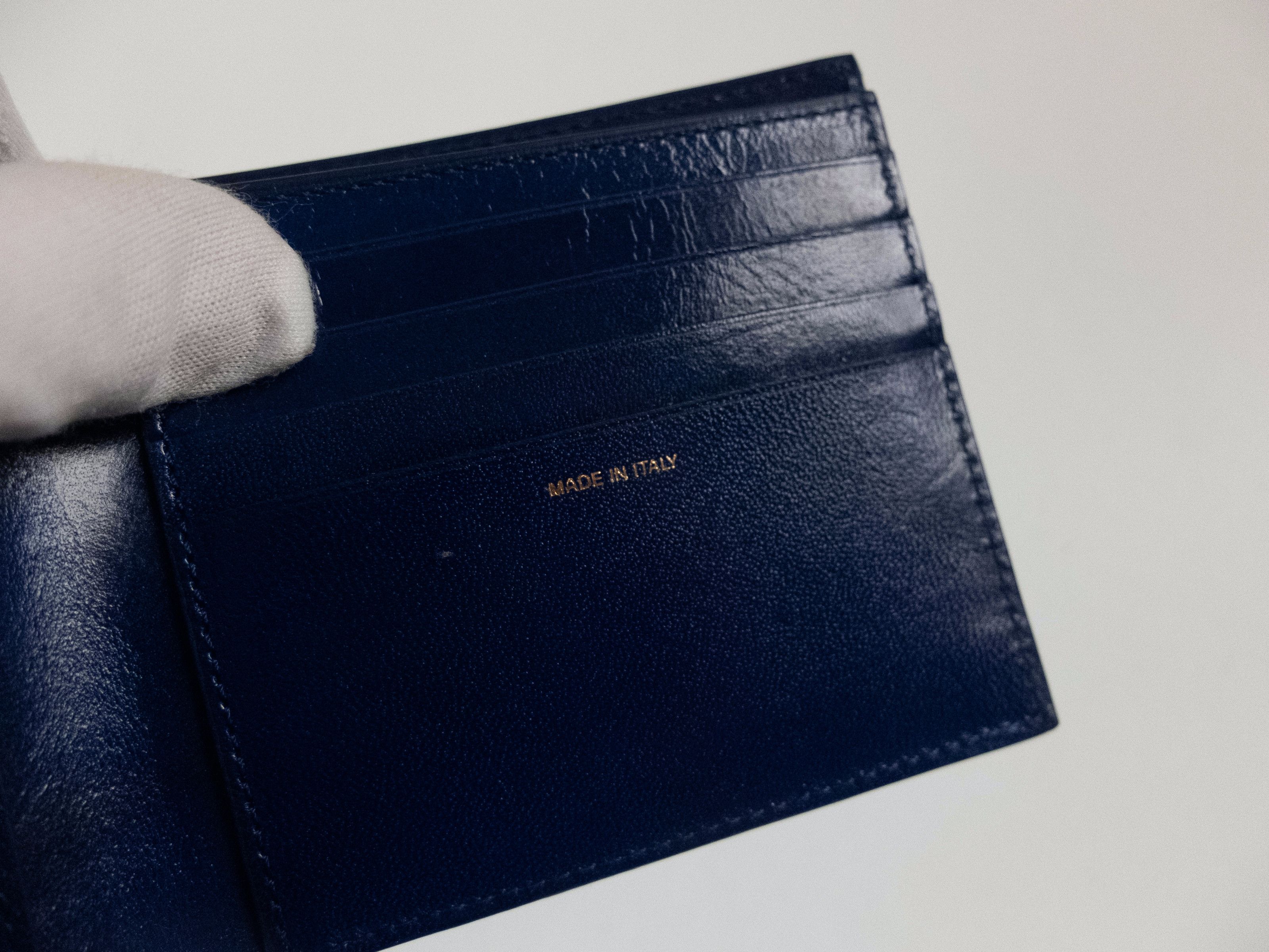 Paul Smith PAUL SMITH blue stripe detail glossy leather bifold wallet Size ONE SIZE - 6 Thumbnail