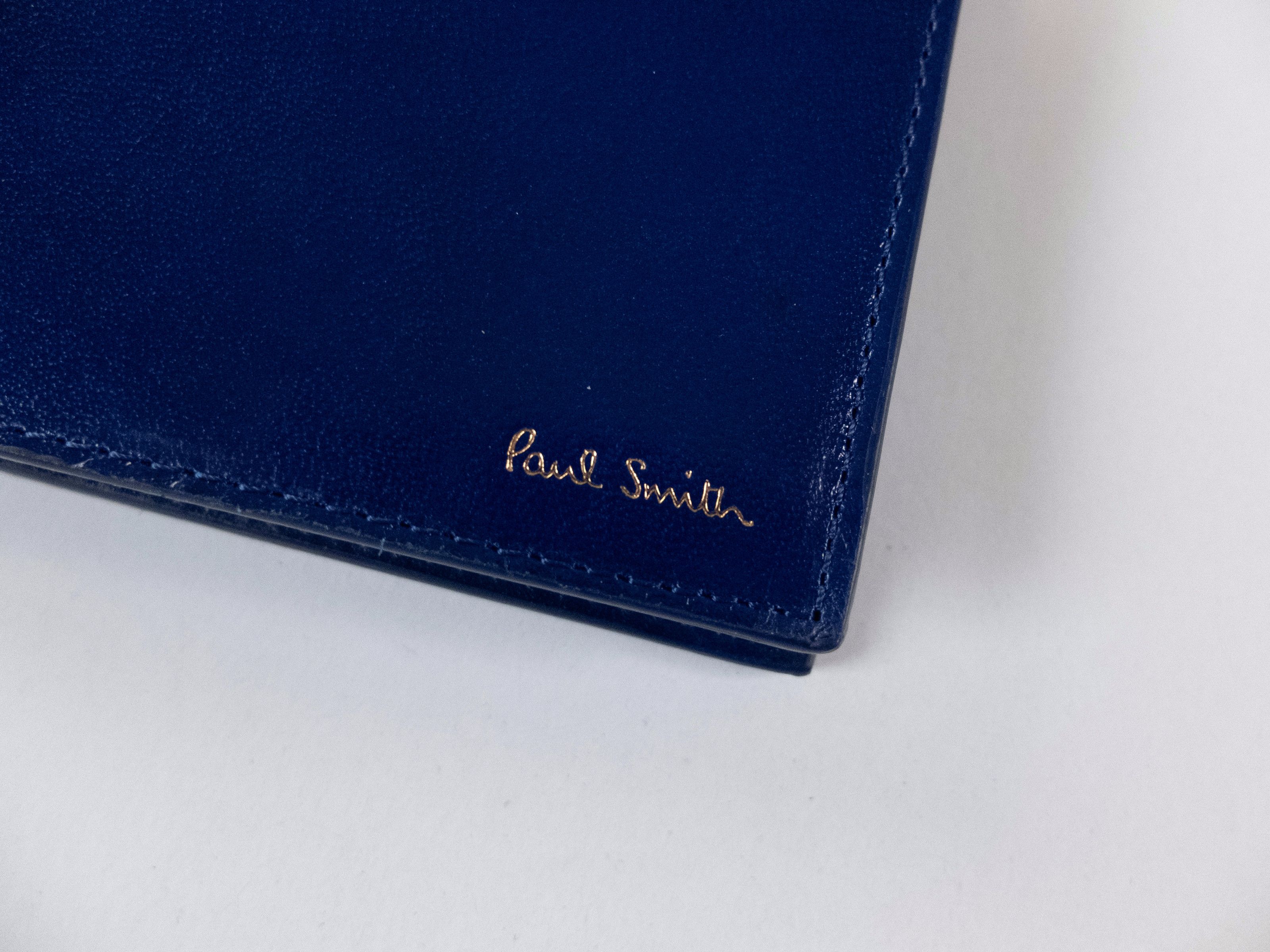 Paul Smith PAUL SMITH blue stripe detail glossy leather bifold wallet Size ONE SIZE - 2 Thumbnail