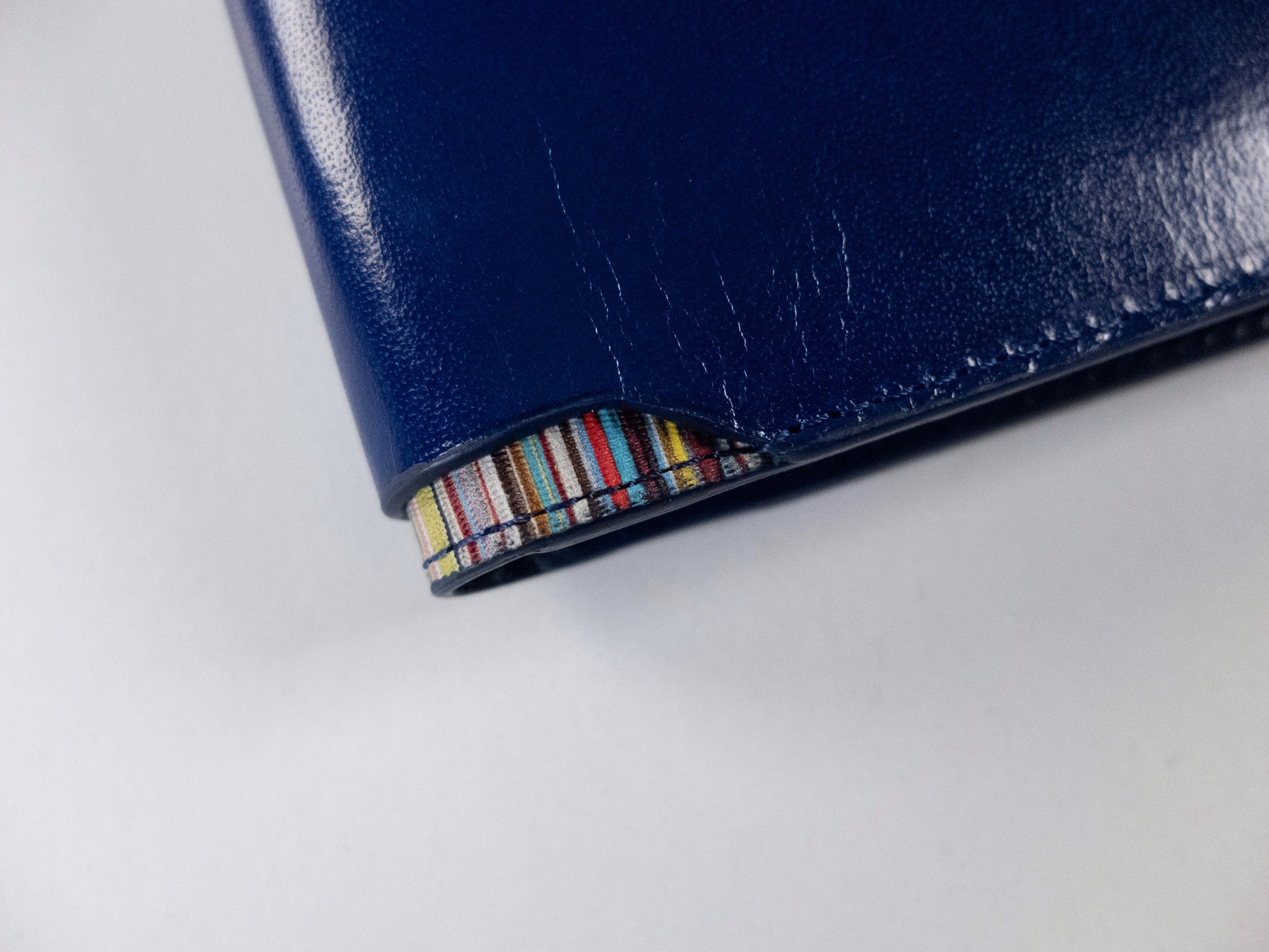 Paul Smith PAUL SMITH blue stripe detail glossy leather bifold wallet Size ONE SIZE - 3 Thumbnail