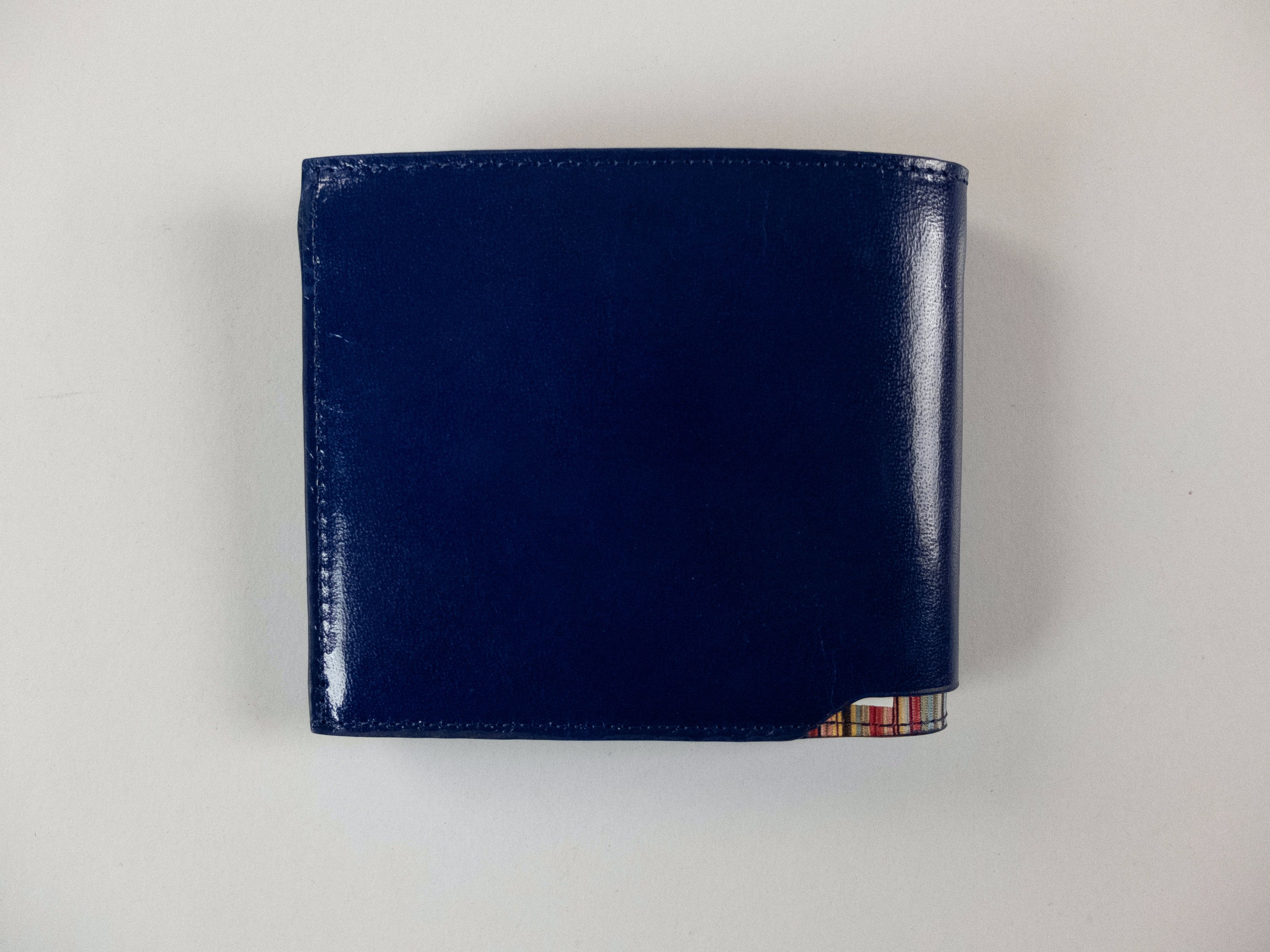 Paul Smith PAUL SMITH blue stripe detail glossy leather bifold wallet Size ONE SIZE - 4 Thumbnail