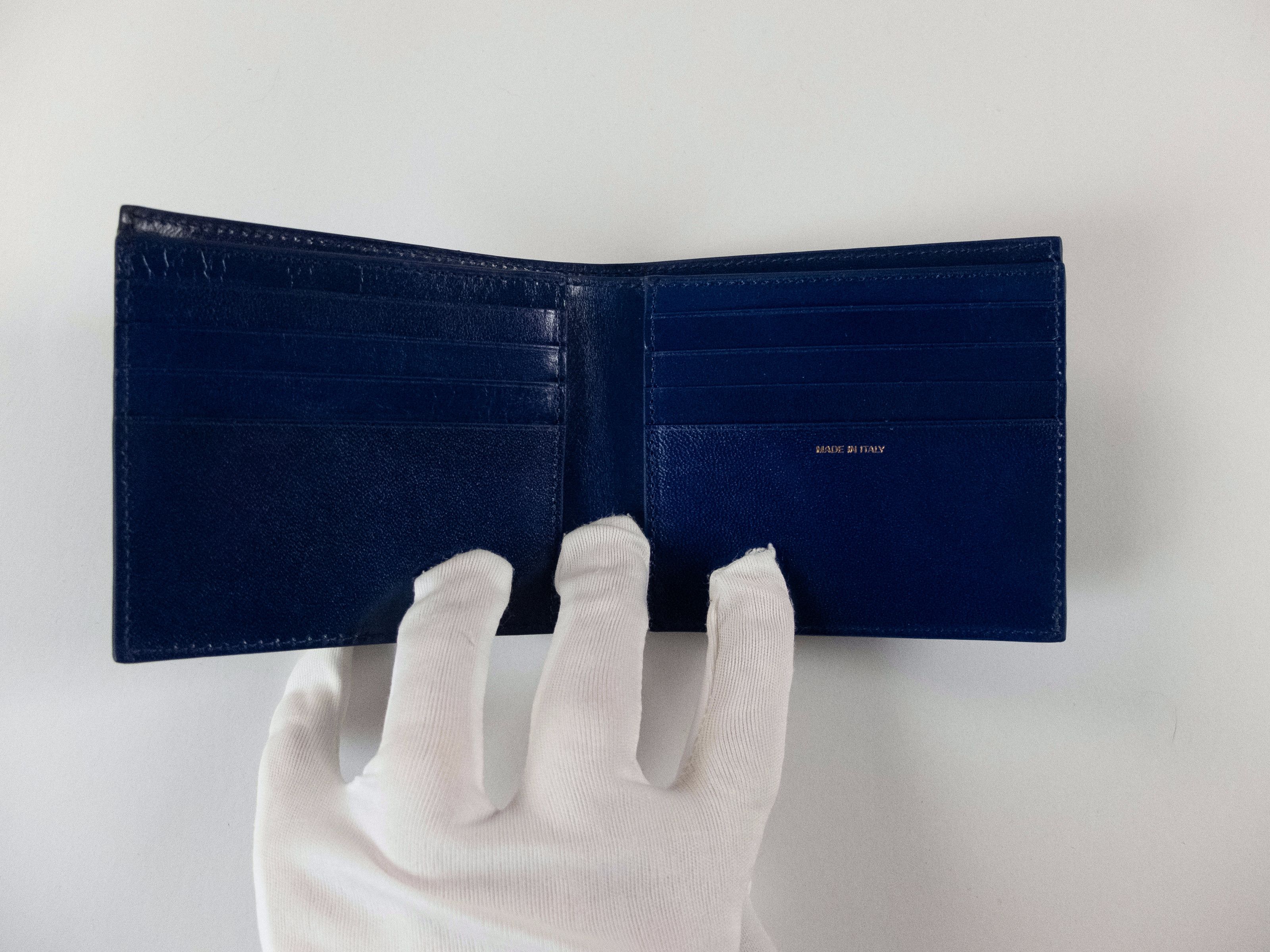 Paul Smith PAUL SMITH blue stripe detail glossy leather bifold wallet Size ONE SIZE - 5 Thumbnail