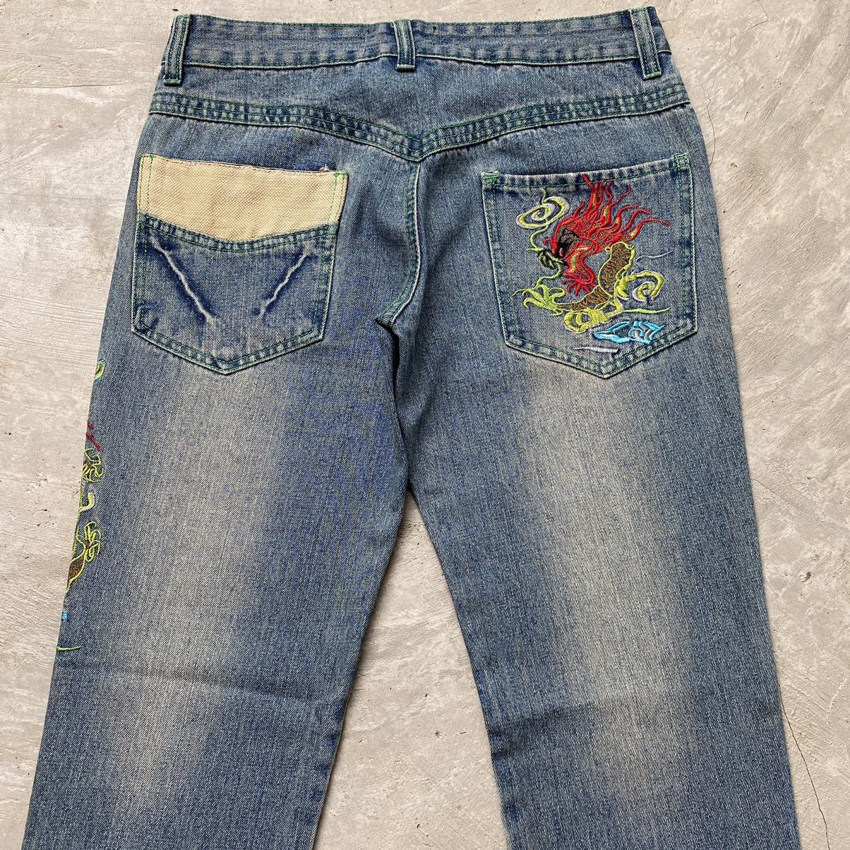 Japanese Brand × Vintage Vintage Japanese Jeans Embroidery Dragon Rare Design Size US 30 / EU 46 - 7 Thumbnail