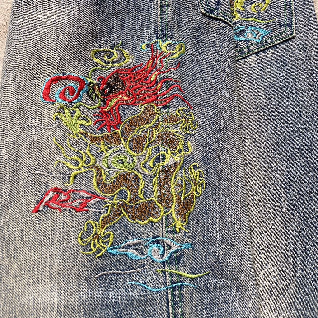 Japanese Brand × Vintage Vintage Japanese Jeans Embroidery Dragon Rare Design Size US 30 / EU 46 - 9 Thumbnail