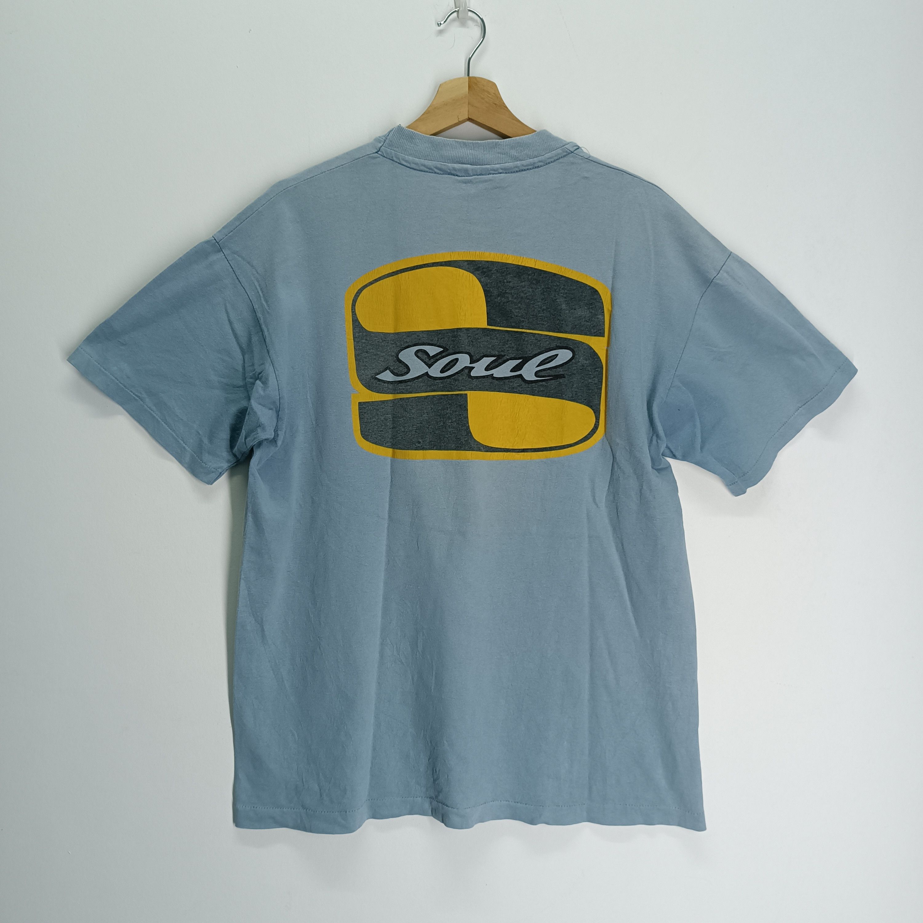 image of Skategang x Triple 5 Soul Vintage 90's Soul Big Logo Single Stitches Tshirt in Blue (Size Large)