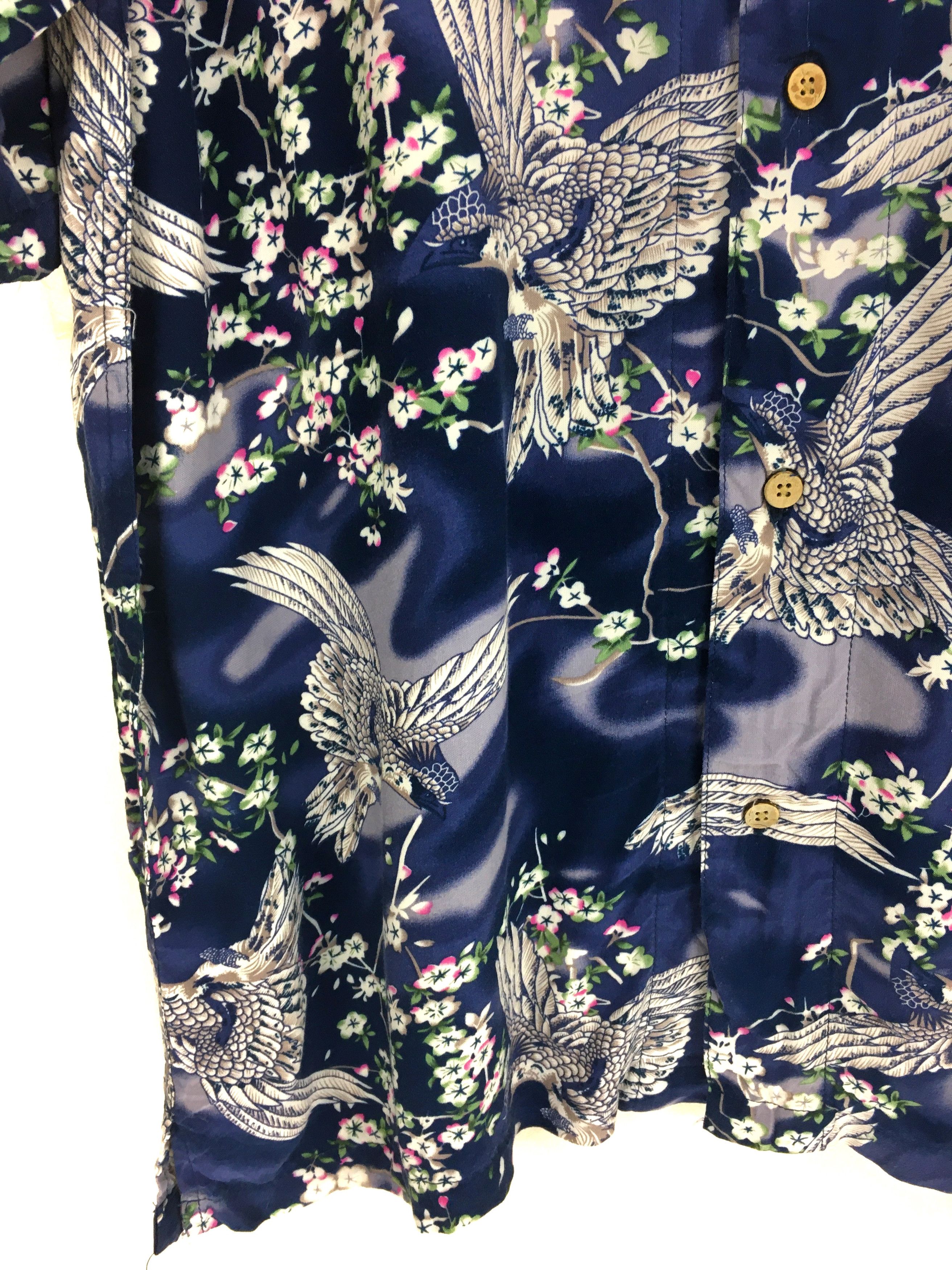 Japanese Brand Vintage Japanese Hawaiian Bird Blossom Shirt Size US XL / EU 56 / 4 - 5 Thumbnail