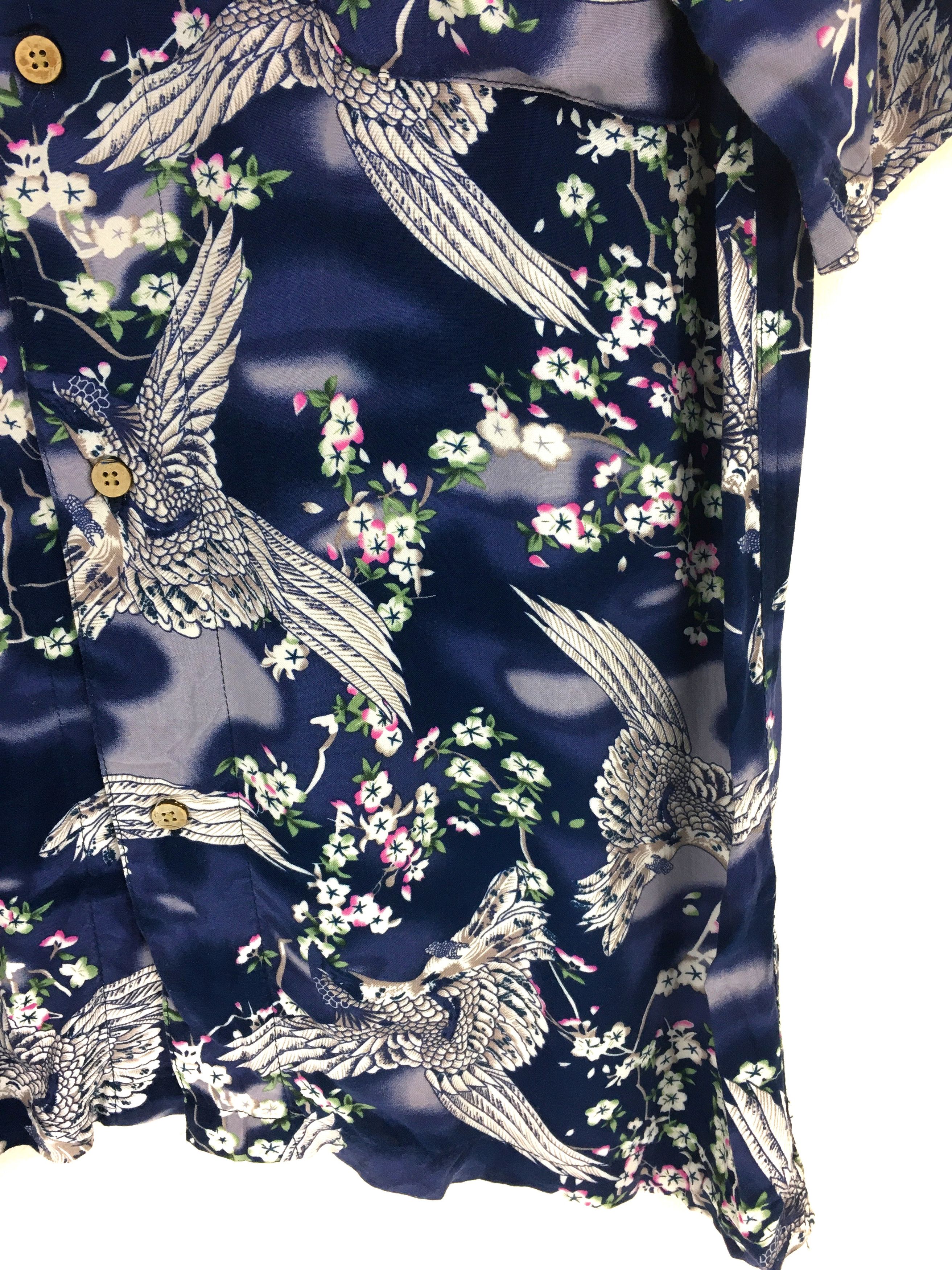 Japanese Brand Vintage Japanese Hawaiian Bird Blossom Shirt Size US XL / EU 56 / 4 - 4 Thumbnail