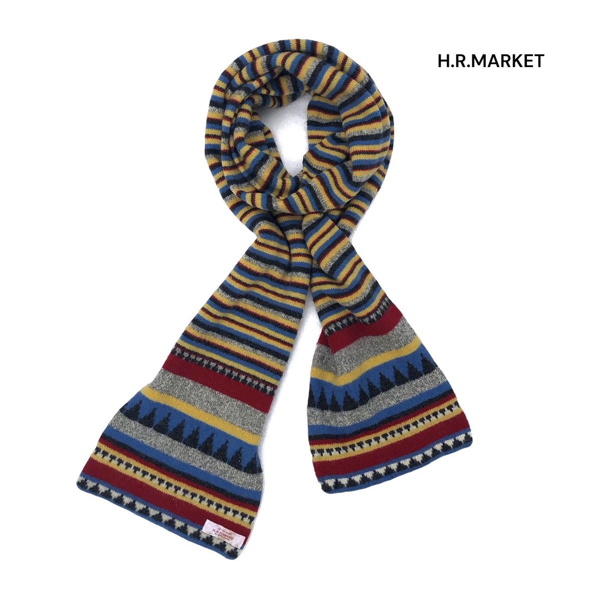 Blue Blue Japan 🔥H.R.MARKET Cashmere Multicolour Striped Scar Size ONE SIZE - 1 Thumbnail