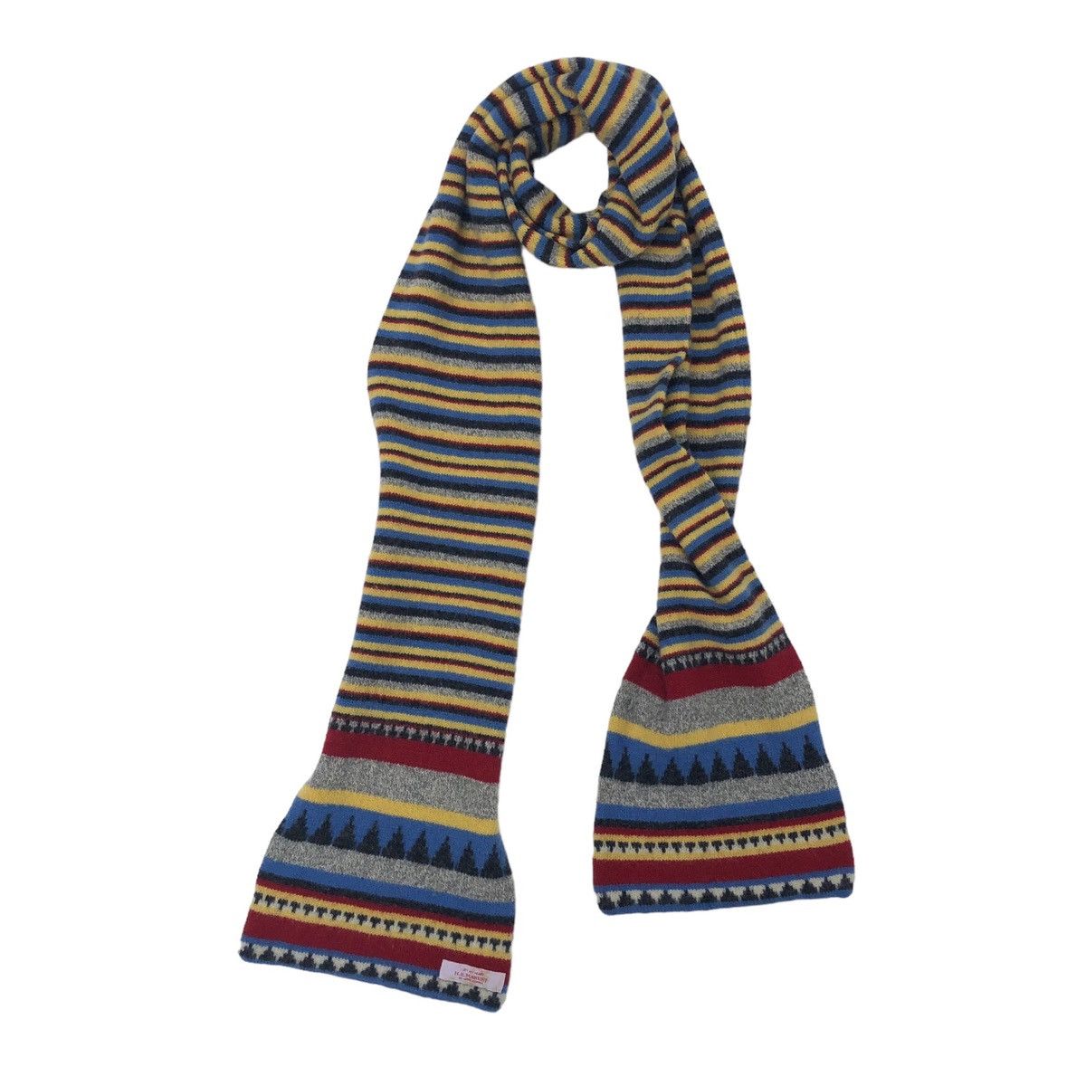 Blue Blue Japan 🔥H.R.MARKET Cashmere Multicolour Striped Scar Size ONE SIZE - 4 Thumbnail