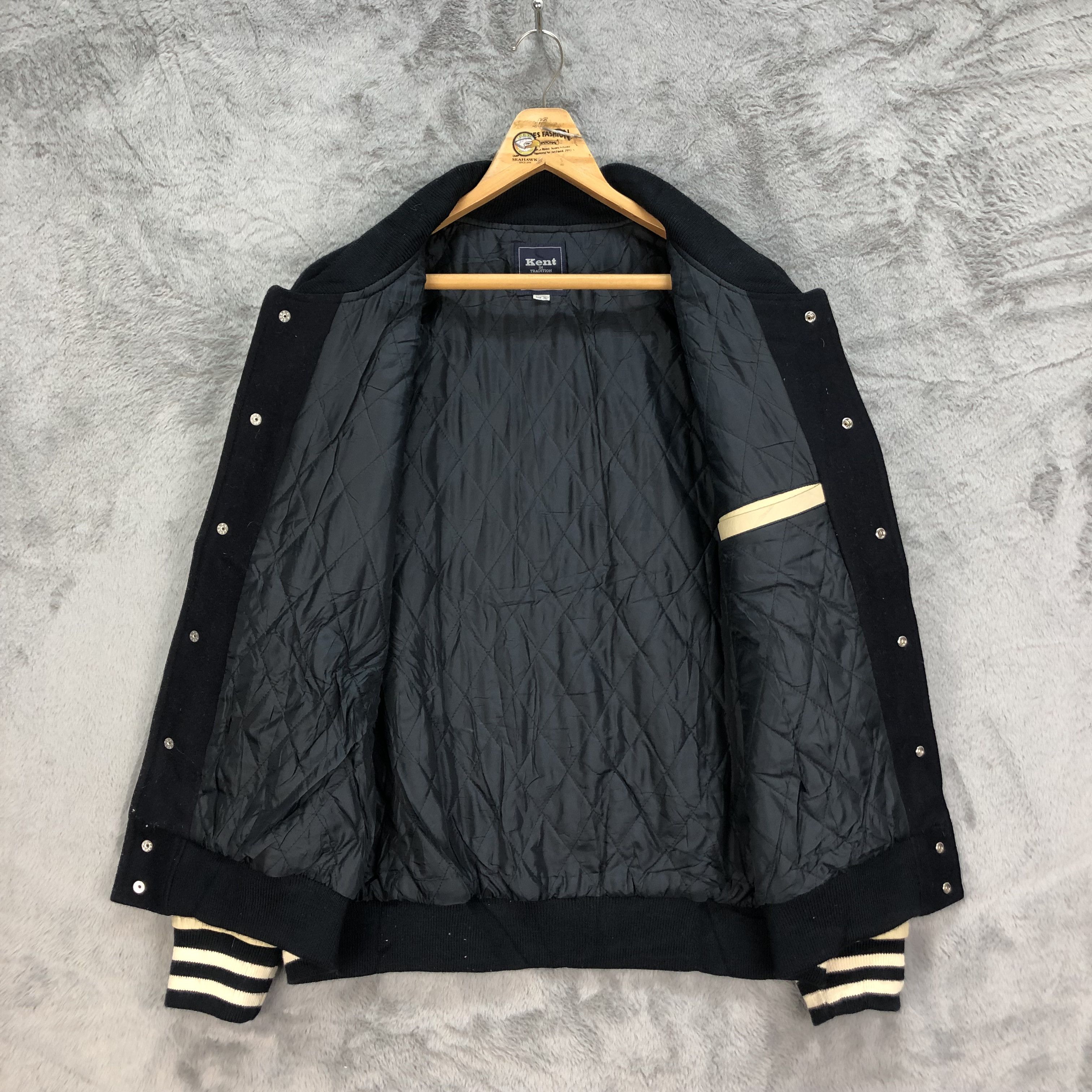 Japanese Brand KENT Big Logo Wool Leather Varsity Jacket #4889-31 Size US XL / EU 56 / 4 - 10 Thumbnail