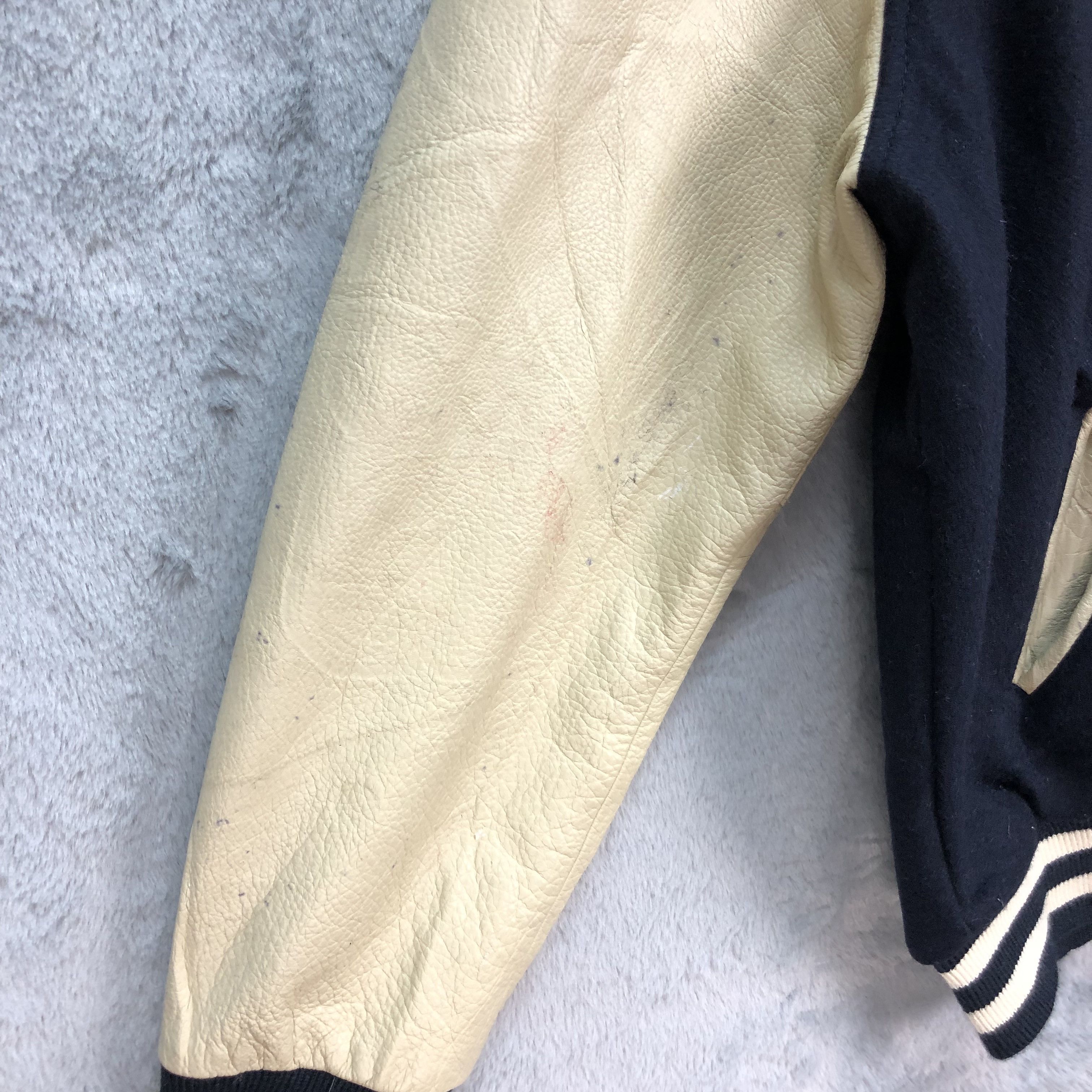 Japanese Brand KENT Big Logo Wool Leather Varsity Jacket #4889-31 Size US XL / EU 56 / 4 - 6 Thumbnail