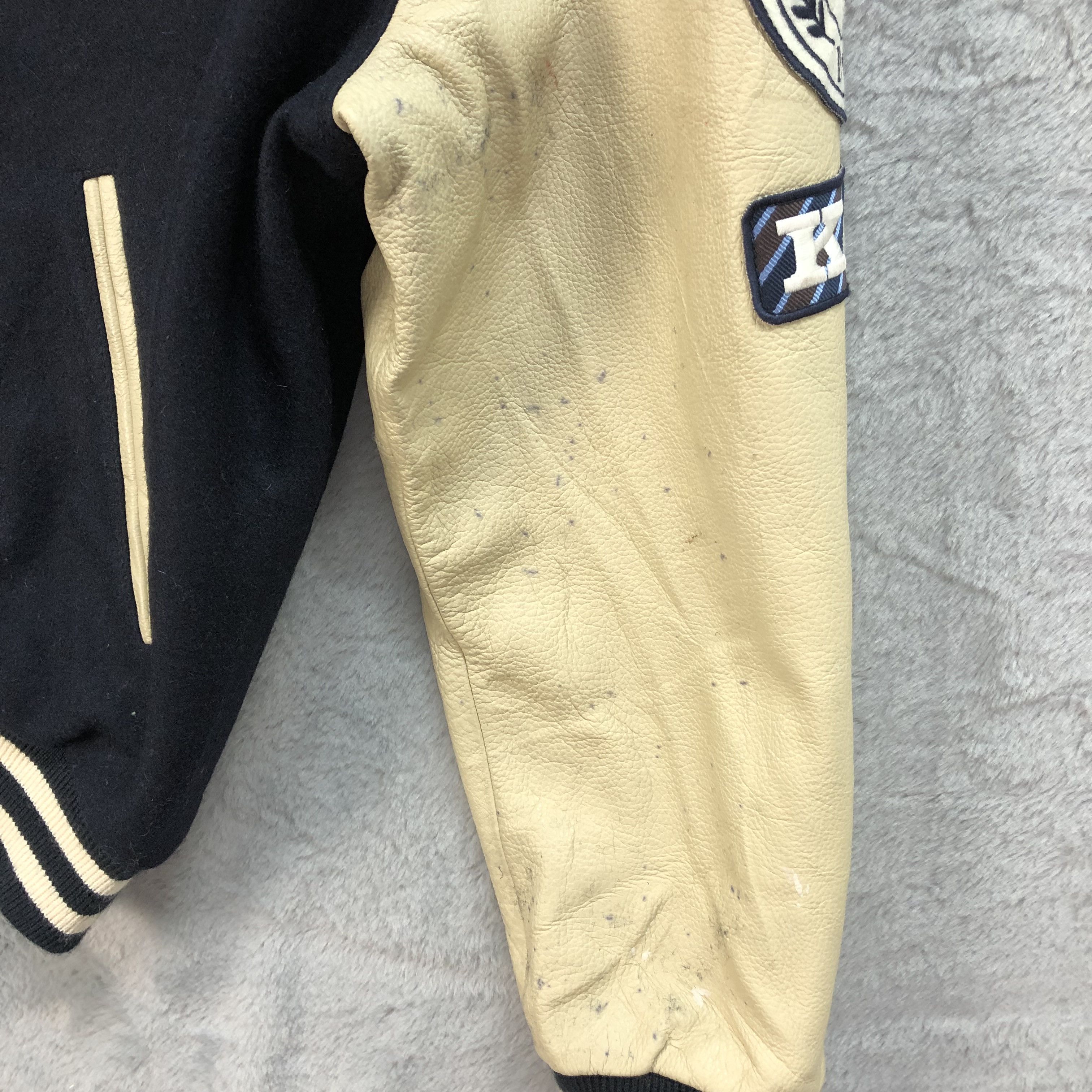 Japanese Brand KENT Big Logo Wool Leather Varsity Jacket #4889-31 Size US XL / EU 56 / 4 - 8 Thumbnail