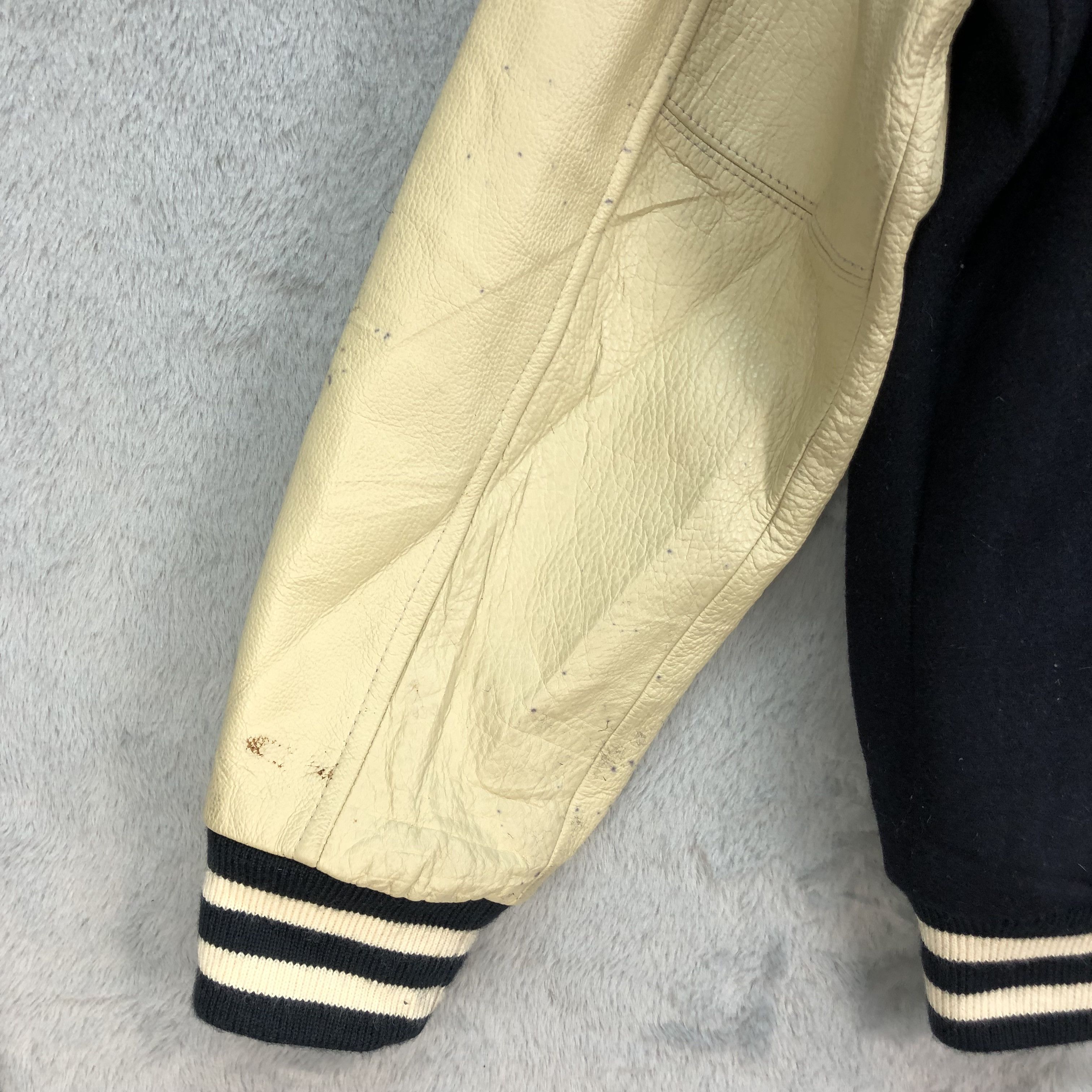Japanese Brand KENT Big Logo Wool Leather Varsity Jacket #4889-31 Size US XL / EU 56 / 4 - 18 Thumbnail