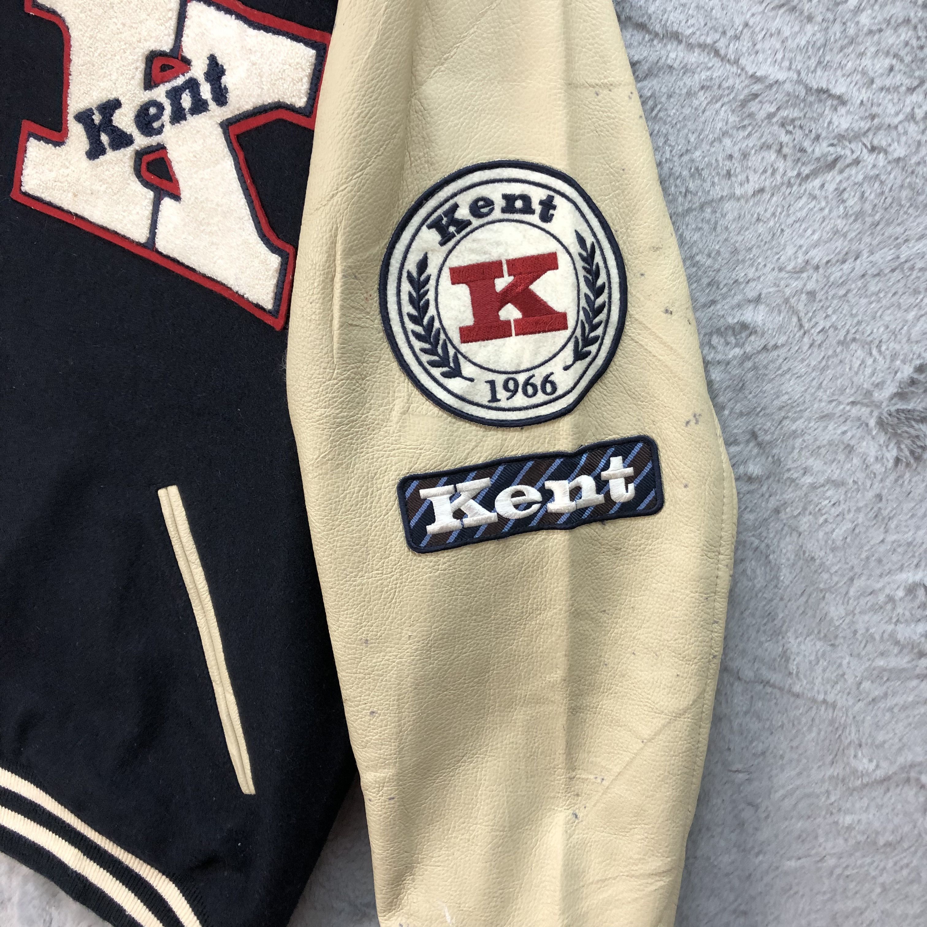 Japanese Brand KENT Big Logo Wool Leather Varsity Jacket #4889-31 Size US XL / EU 56 / 4 - 9 Thumbnail