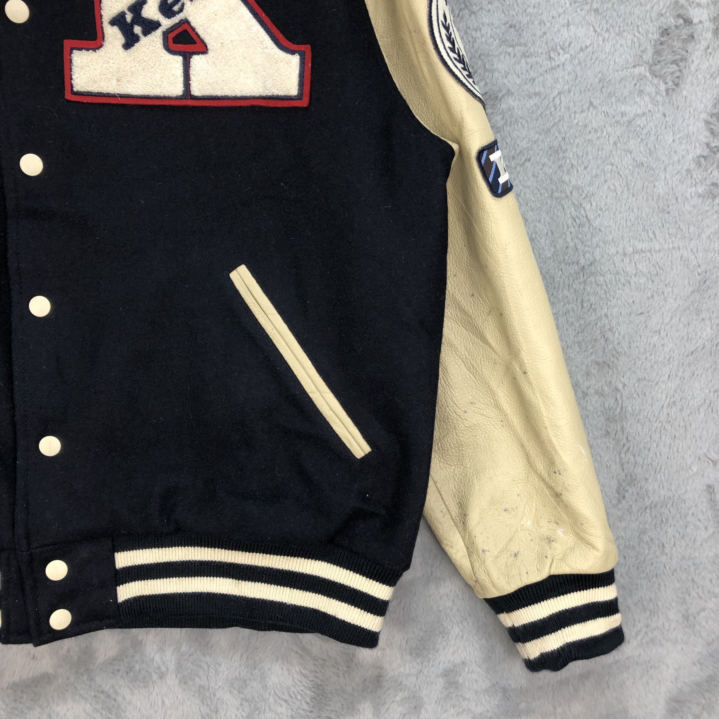 Japanese Brand KENT Big Logo Wool Leather Varsity Jacket #4889-31 Size US XL / EU 56 / 4 - 7 Thumbnail