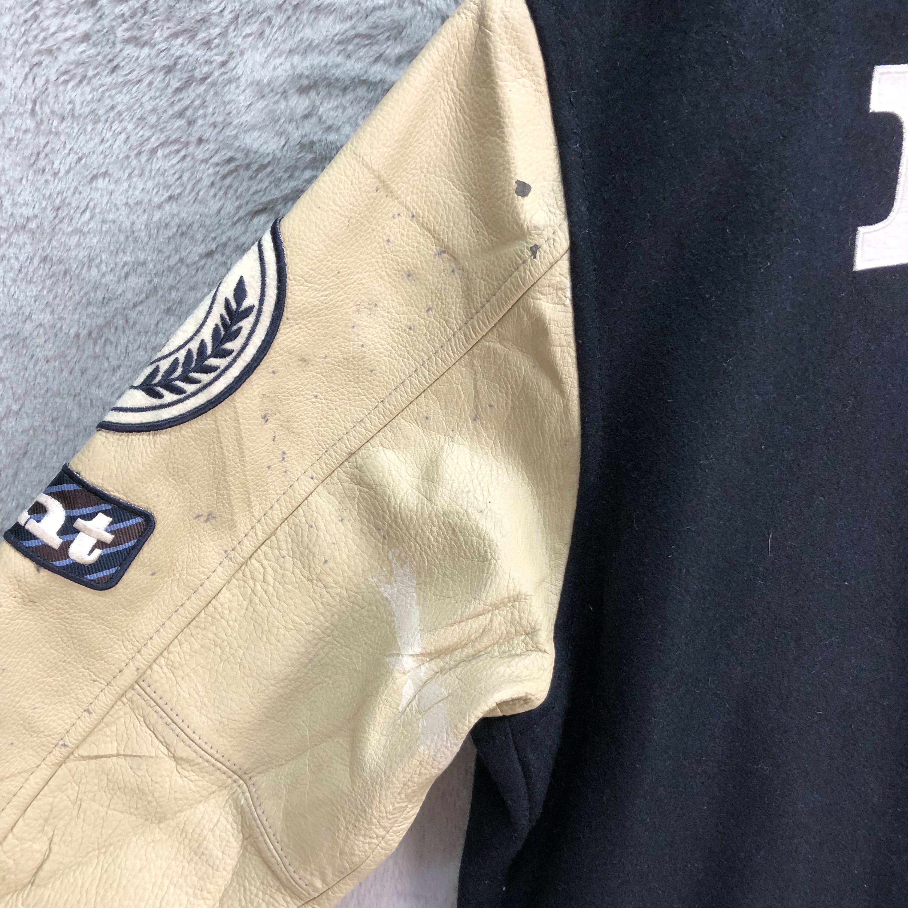 Japanese Brand KENT Big Logo Wool Leather Varsity Jacket #4889-31 Size US XL / EU 56 / 4 - 17 Thumbnail