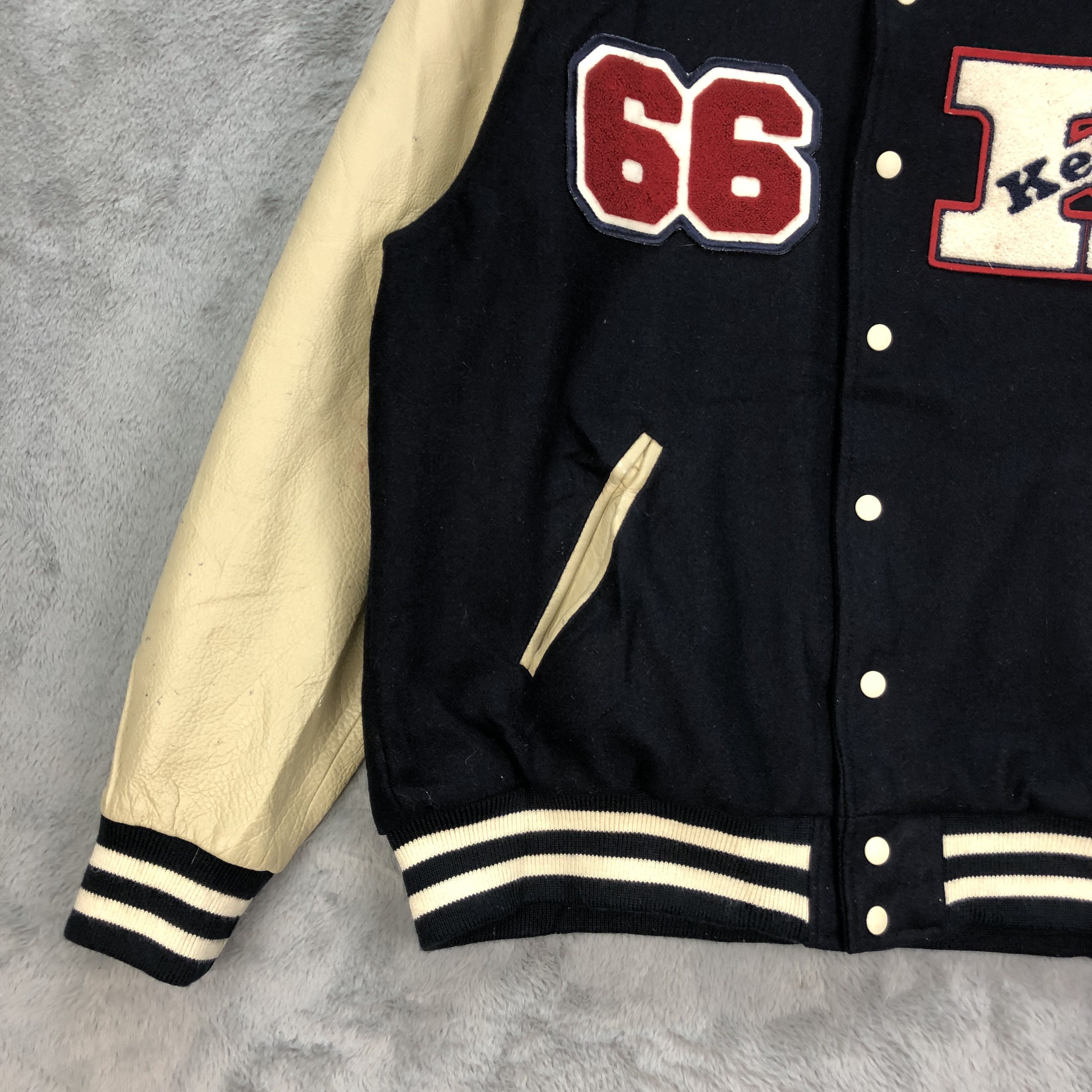 Japanese Brand KENT Big Logo Wool Leather Varsity Jacket #4889-31 Size US XL / EU 56 / 4 - 5 Thumbnail