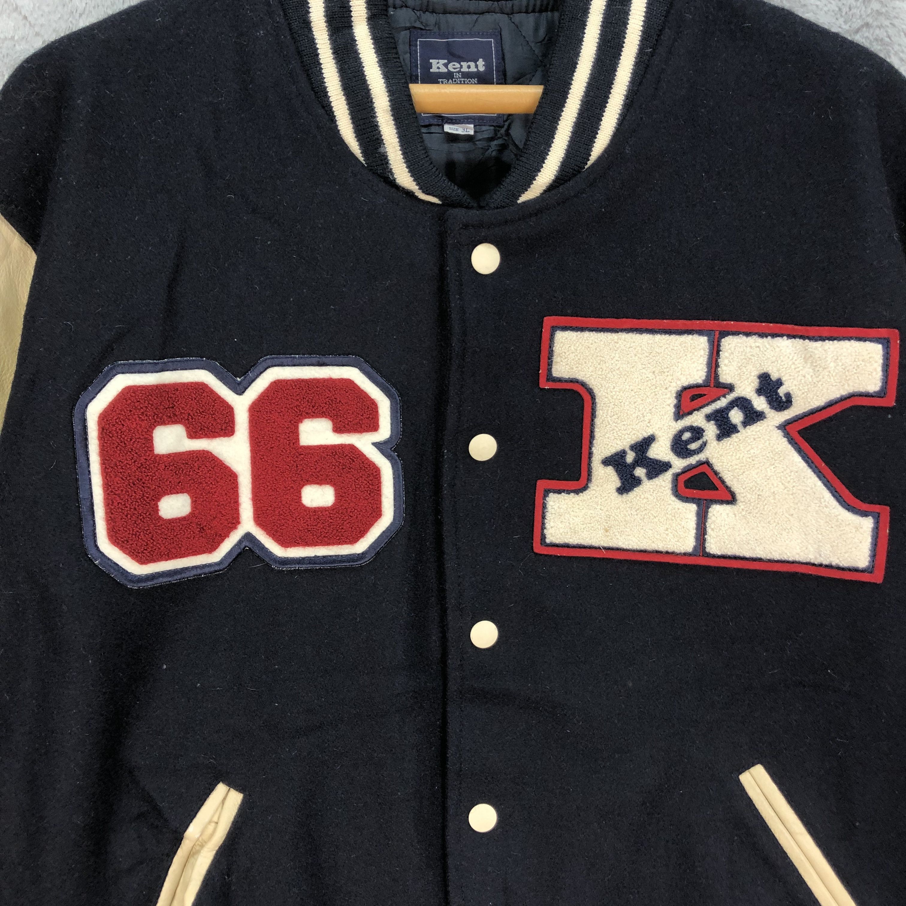 Japanese Brand KENT Big Logo Wool Leather Varsity Jacket #4889-31 Size US XL / EU 56 / 4 - 3 Thumbnail