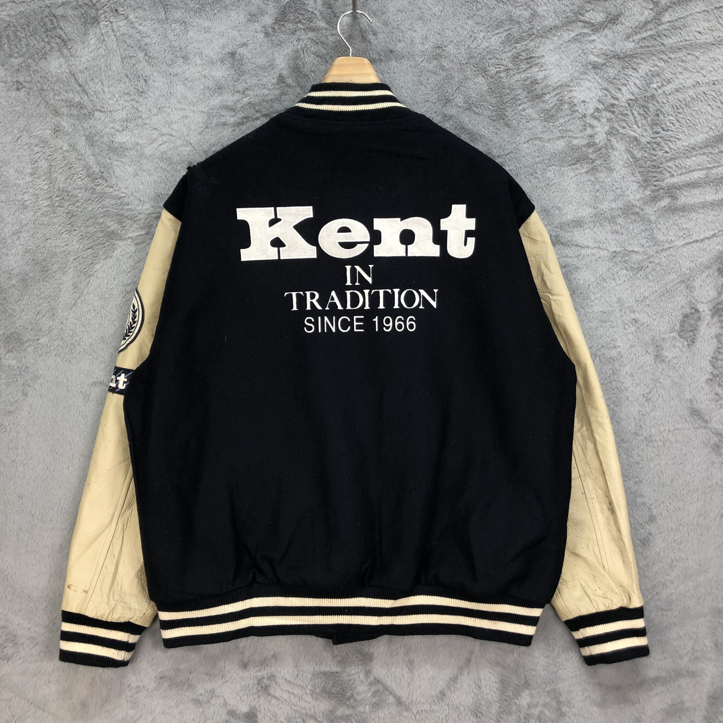 Japanese Brand KENT Big Logo Wool Leather Varsity Jacket #4889-31 Size US XL / EU 56 / 4 - 14 Thumbnail