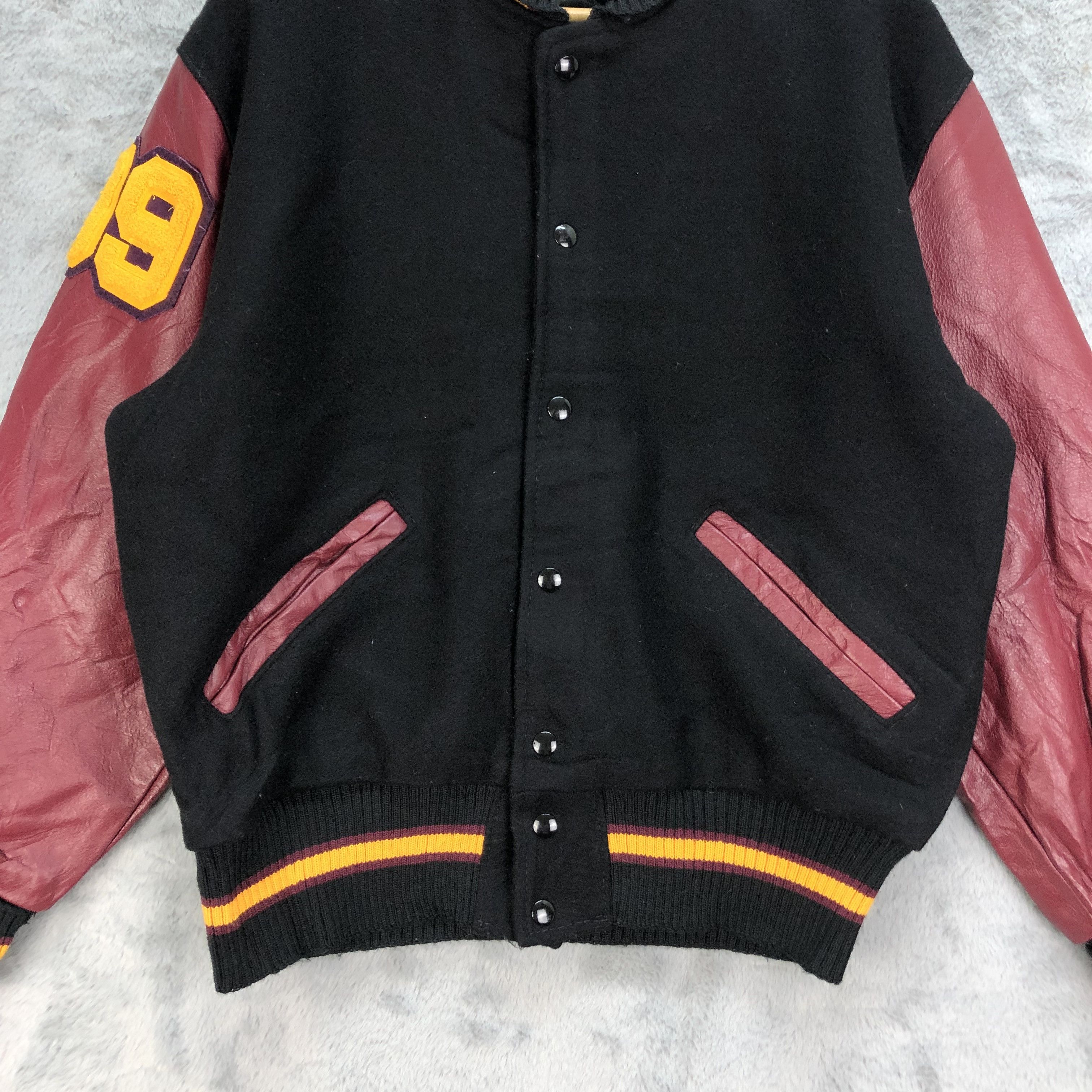 Delong Vintage DeLONG 09 Wool Leather Varsity Jackets #4824-172 Size US L / EU 52-54 / 3 - 3 Thumbnail