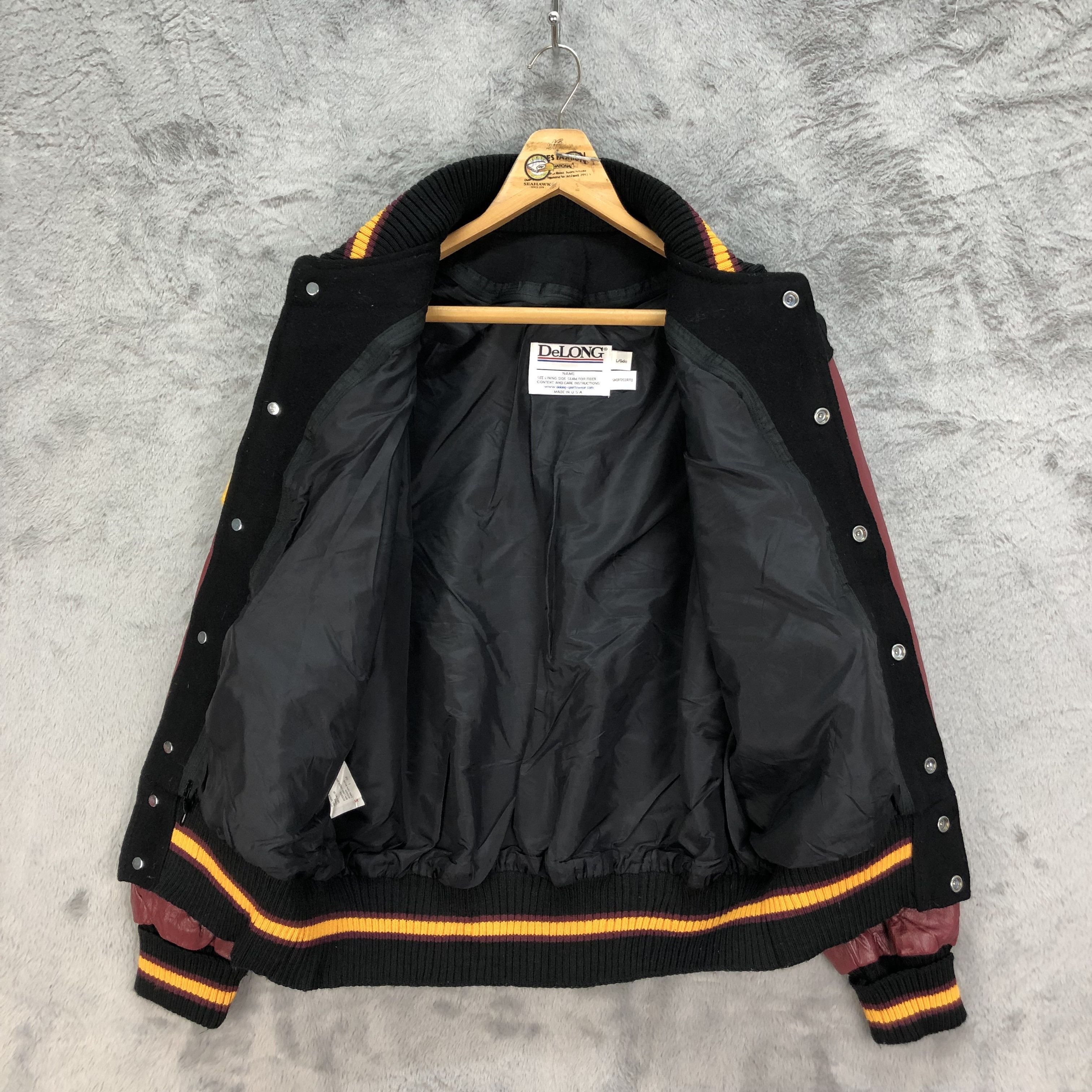Delong Vintage DeLONG 09 Wool Leather Varsity Jackets #4824-172 Size US L / EU 52-54 / 3 - 7 Thumbnail