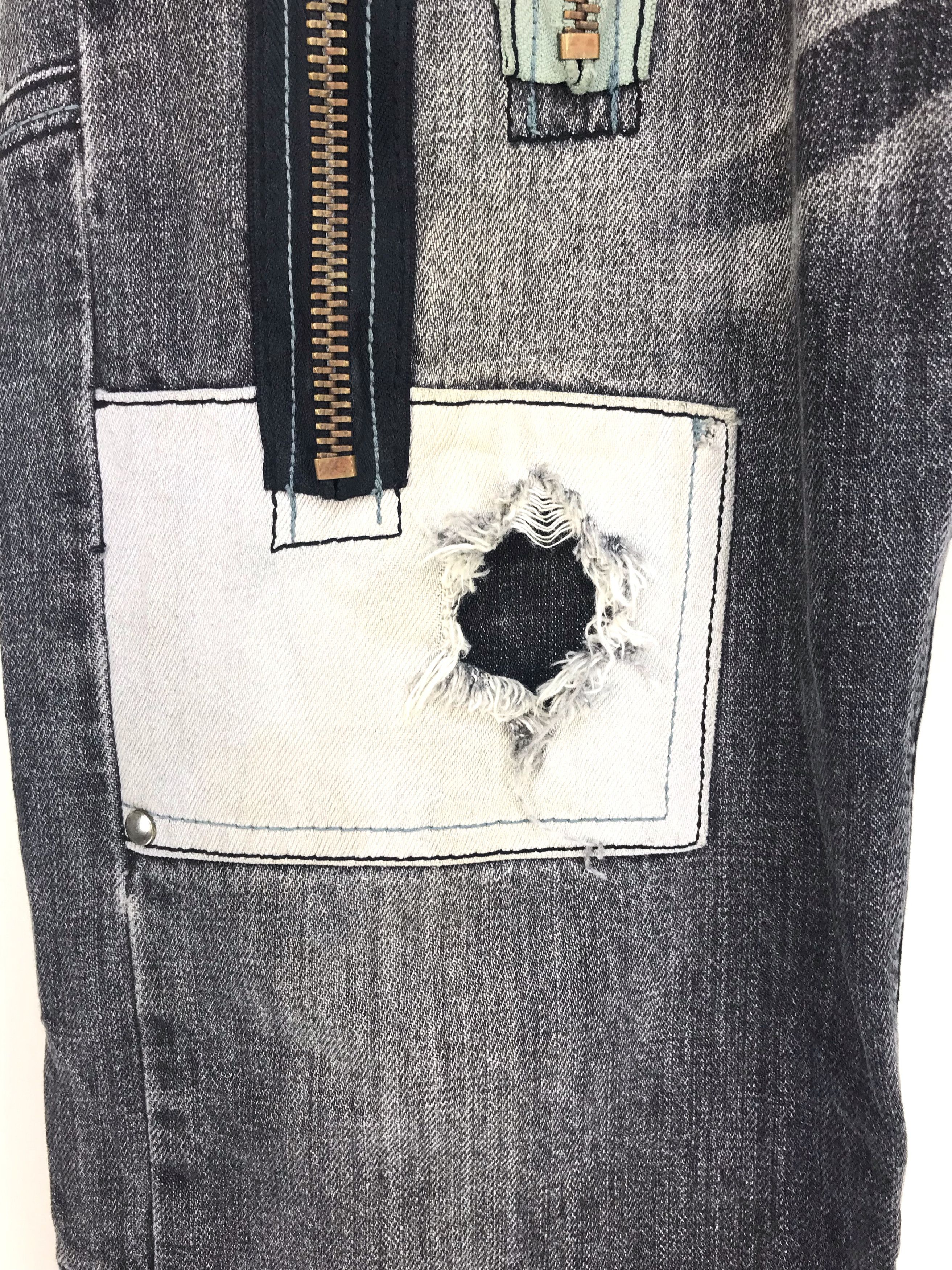Hysteric Glamour × Undercover Japanese Brand Zippers Patchwork Grunge Kurt Cobain Jeans Size US 34 / EU 50 - 7 Thumbnail