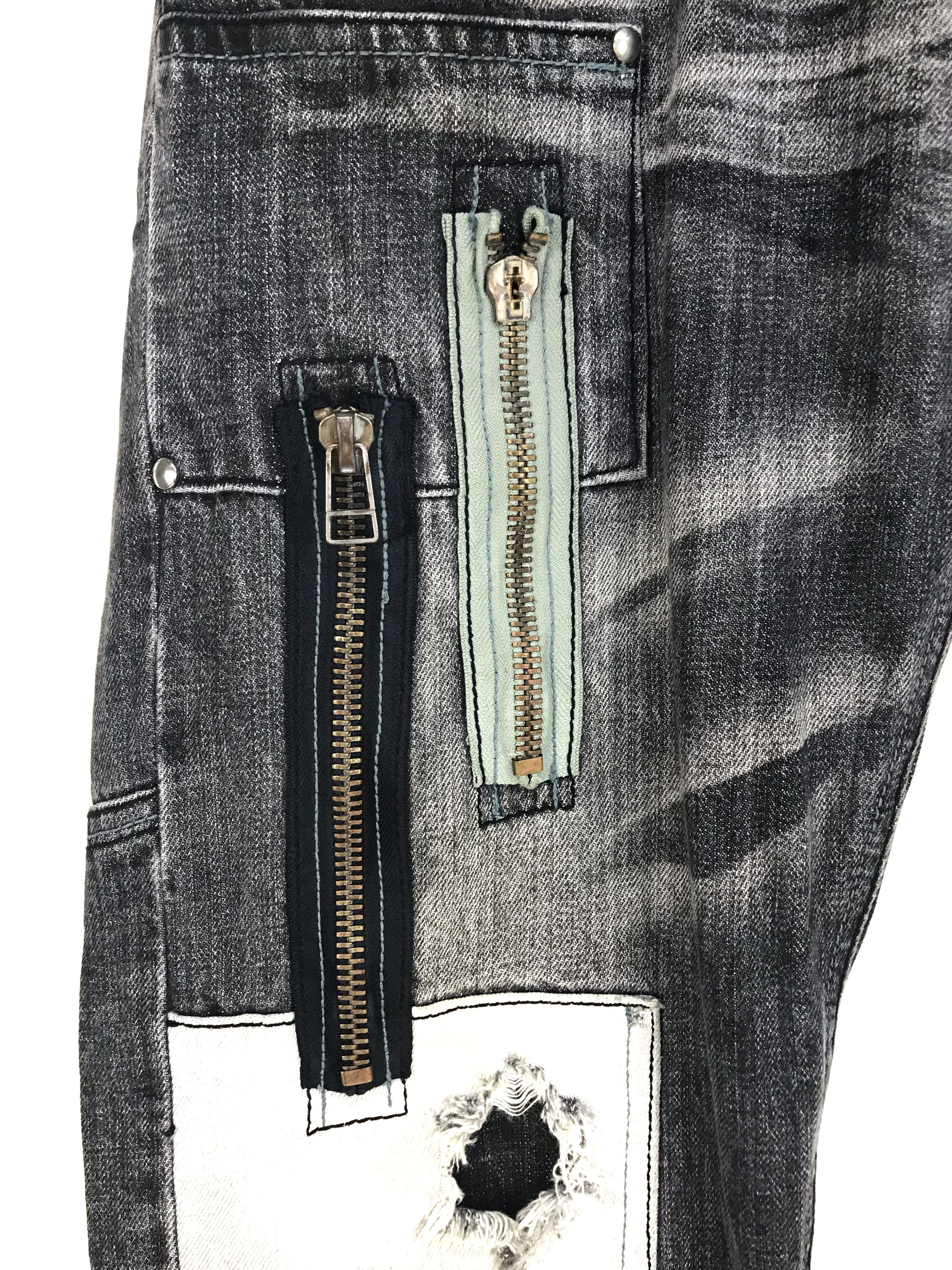 Hysteric Glamour × Undercover Japanese Brand Zippers Patchwork Grunge Kurt Cobain Jeans Size US 34 / EU 50 - 5 Thumbnail
