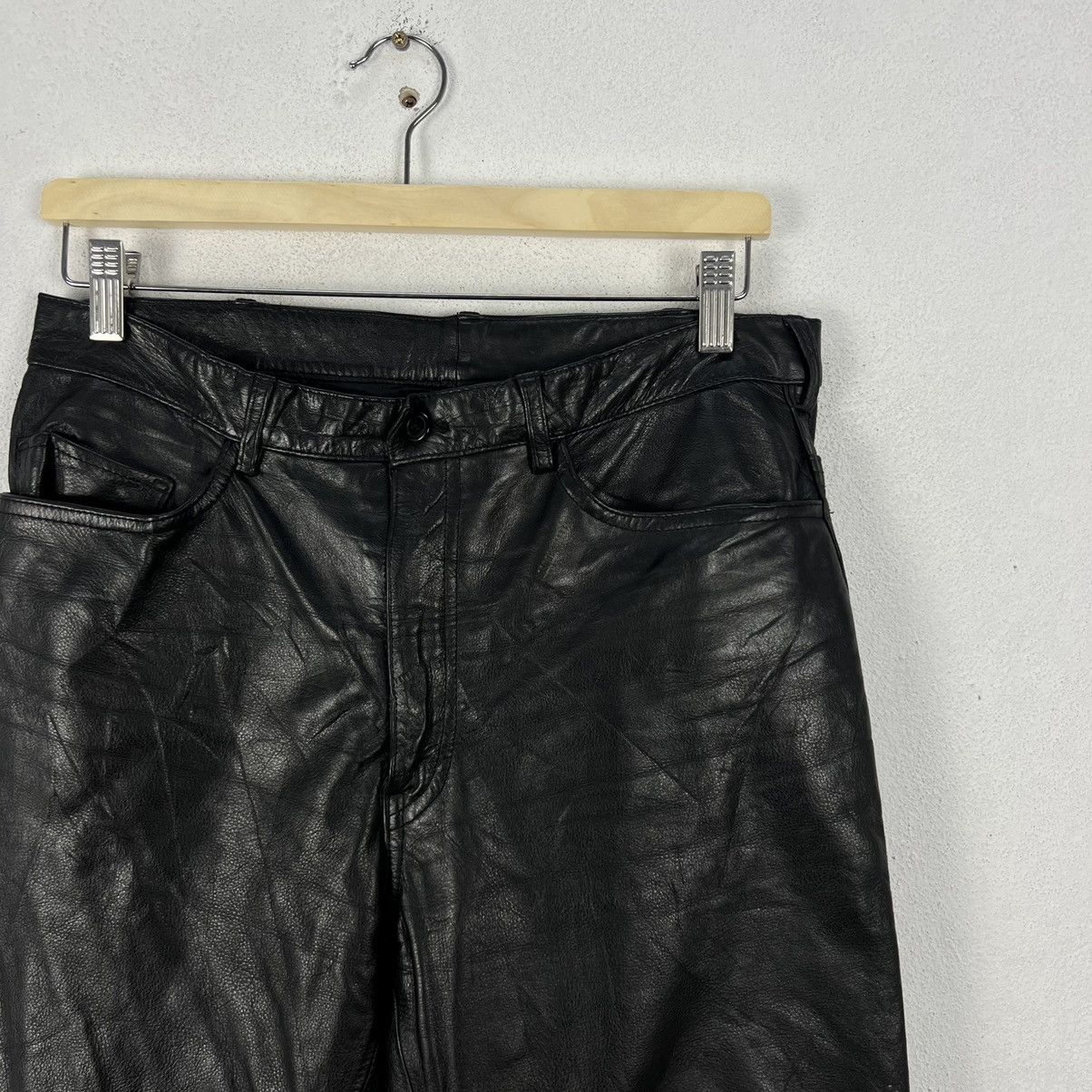 Japanese Brand VINTAGE SOFT LEATHER PARACHUTE BIKER PANTS VOLCANO Size US 32 / EU 48 - 5 Thumbnail