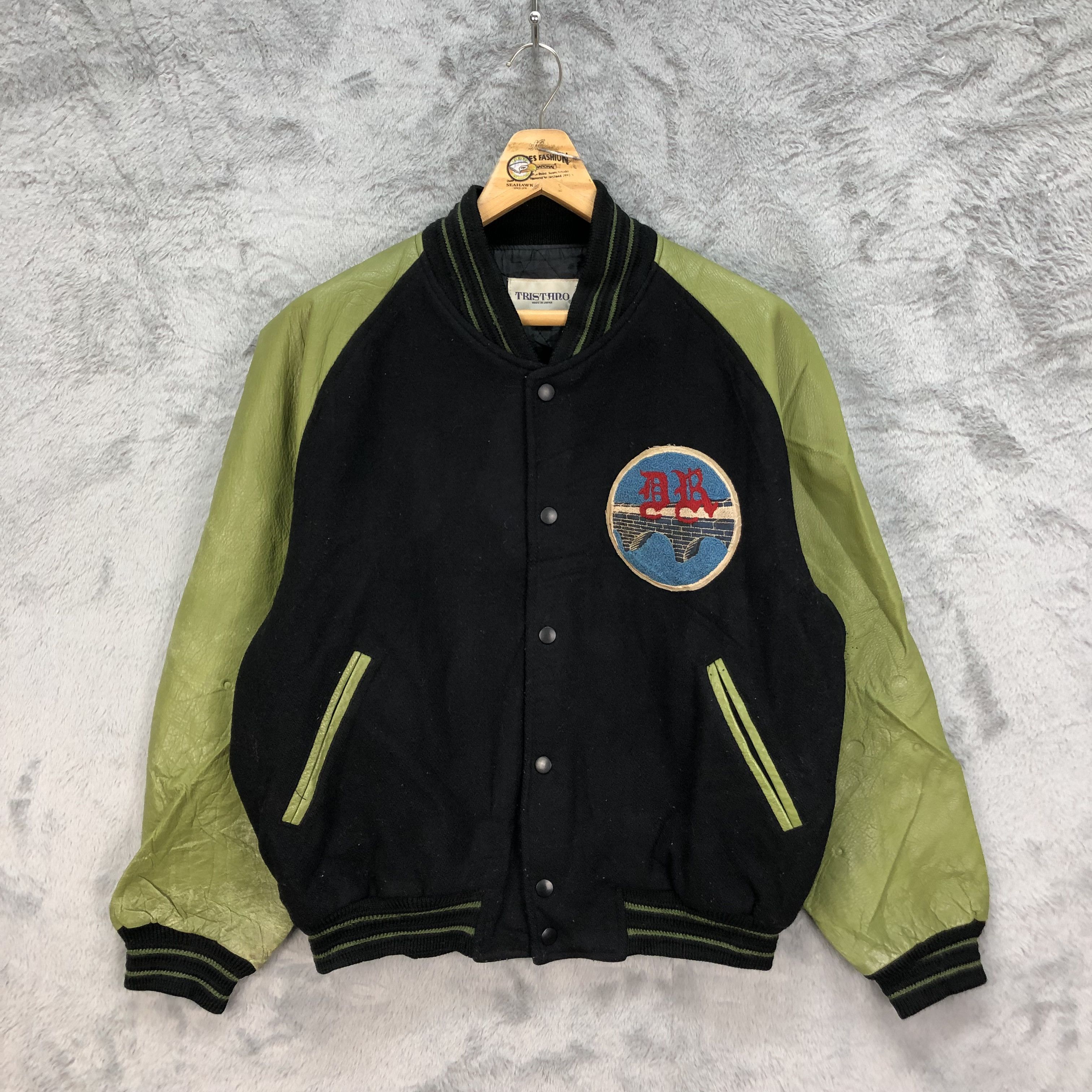 Other TRISTANO DIRECT Green Wool Leather Varsity Jacket #4922-36 Size US L / EU 52-54 / 3 - 3 Thumbnail