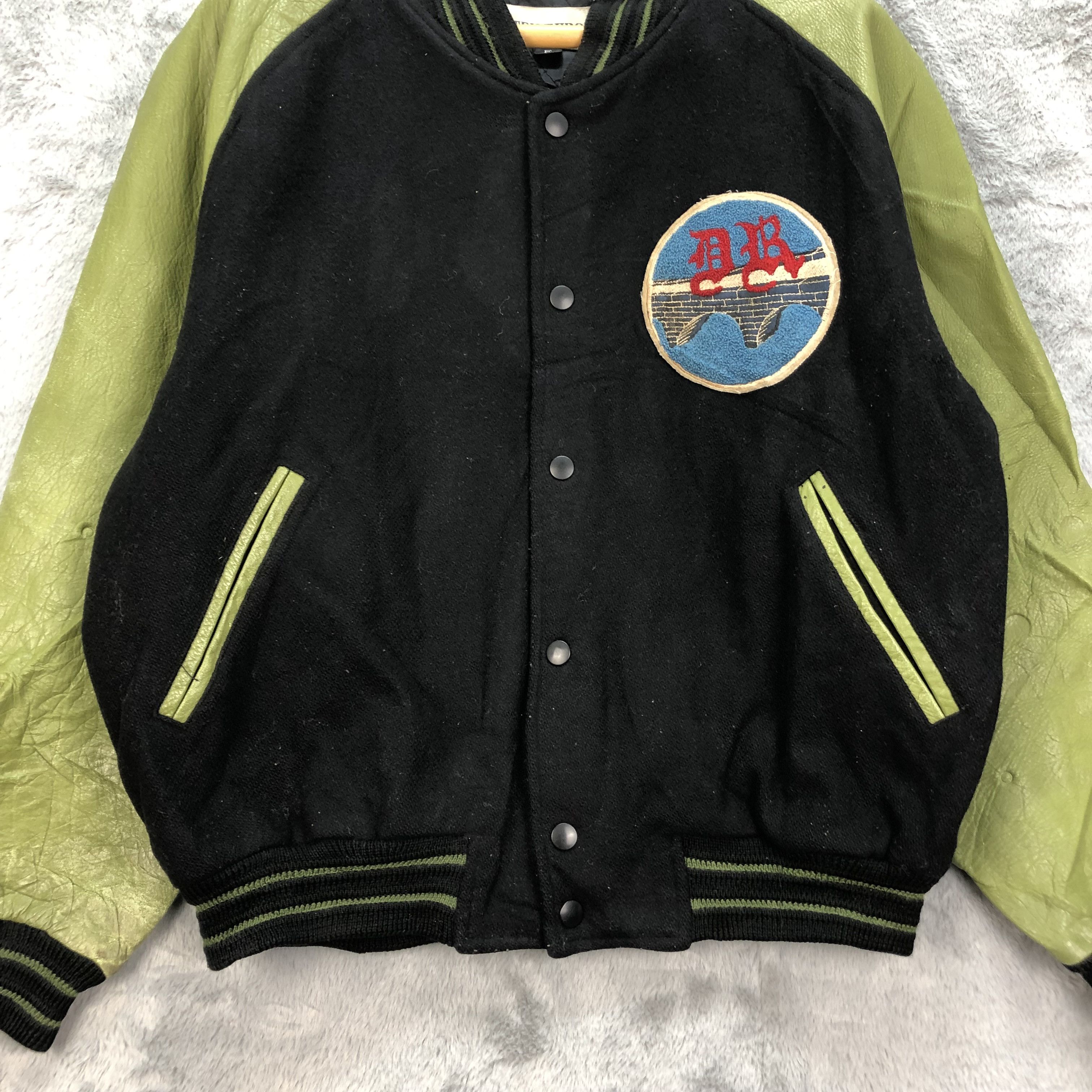 Other TRISTANO DIRECT Green Wool Leather Varsity Jacket #4922-36 Size US L / EU 52-54 / 3 - 6 Thumbnail