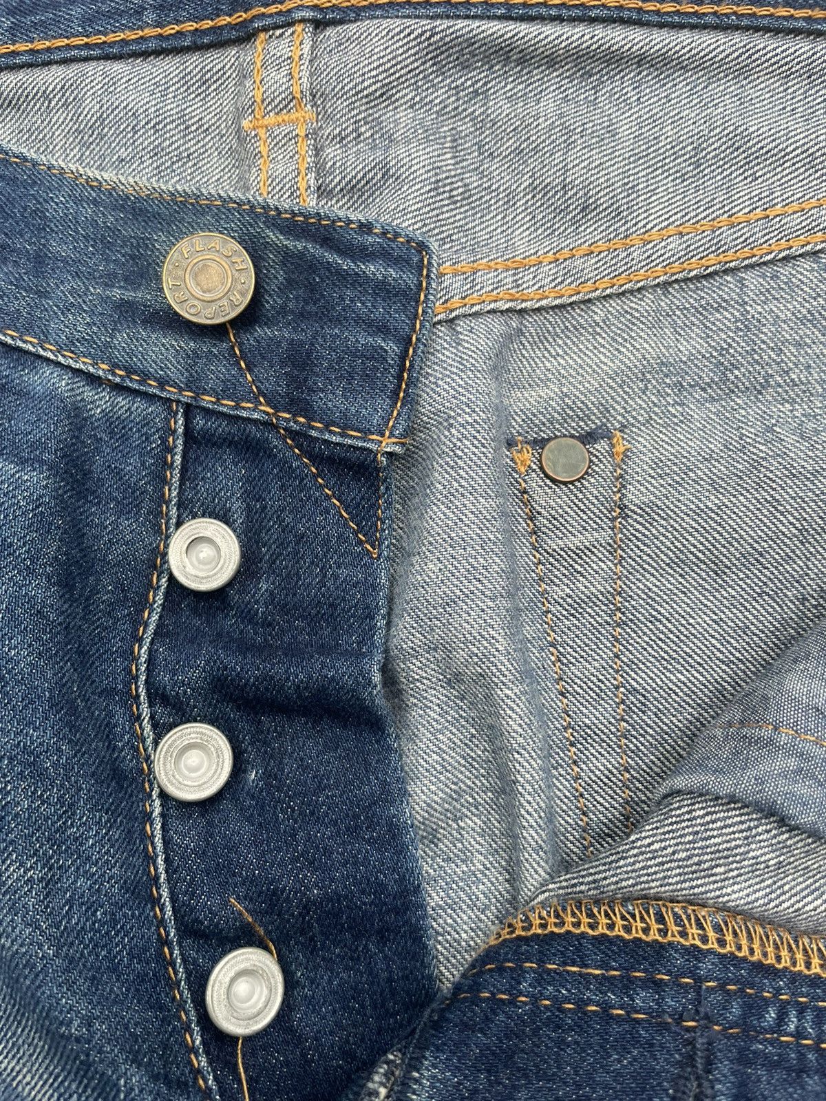 Japanese Brand Flash Report Selvedge Aging Distressed Zigzag Denim Size US 35 - 24 Thumbnail