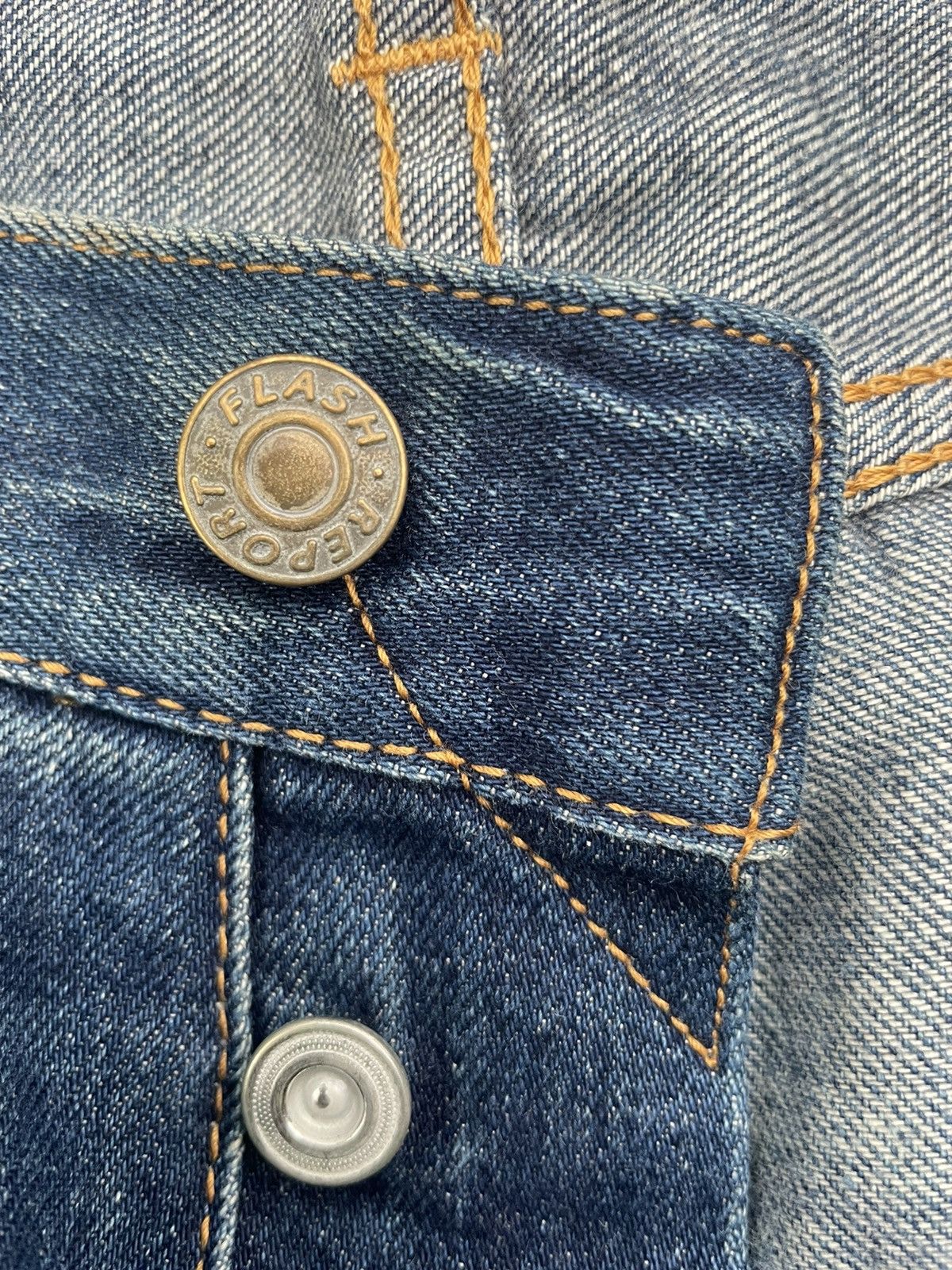 Japanese Brand Flash Report Selvedge Aging Distressed Zigzag Denim Size US 35 - 23 Thumbnail