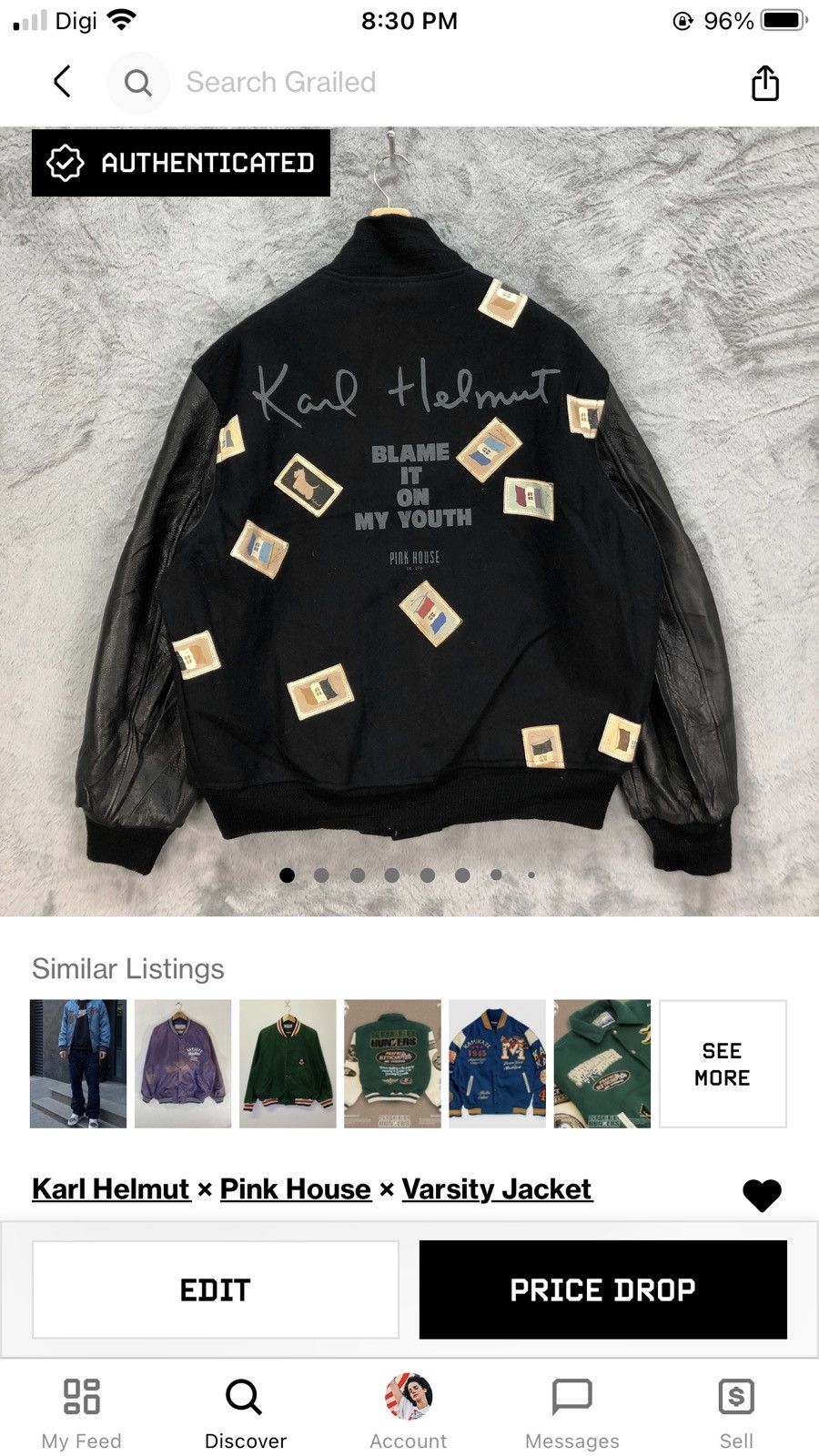 Karl Helmut KARL HELMUT BIG LOGO WOOL LEATHER VARSITY JACKET #4903-175 Size US XL / EU 56 / 4 - 12 Thumbnail