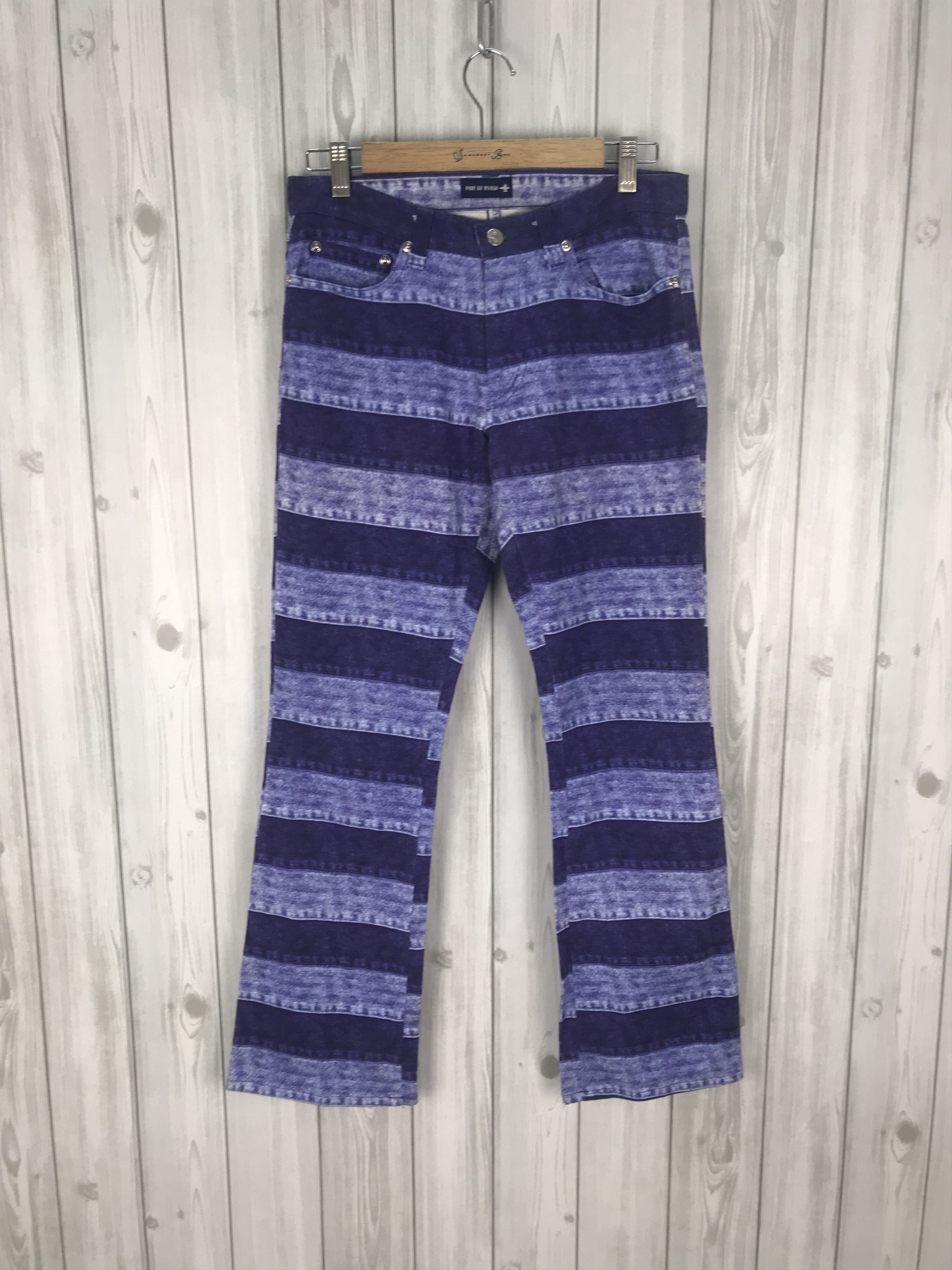 Hysteric Glamour Vintage 90s PILE OF TRASH Two Tone Flare Denim Jeans Size US 30 / EU 46 - 2 Thumbnail